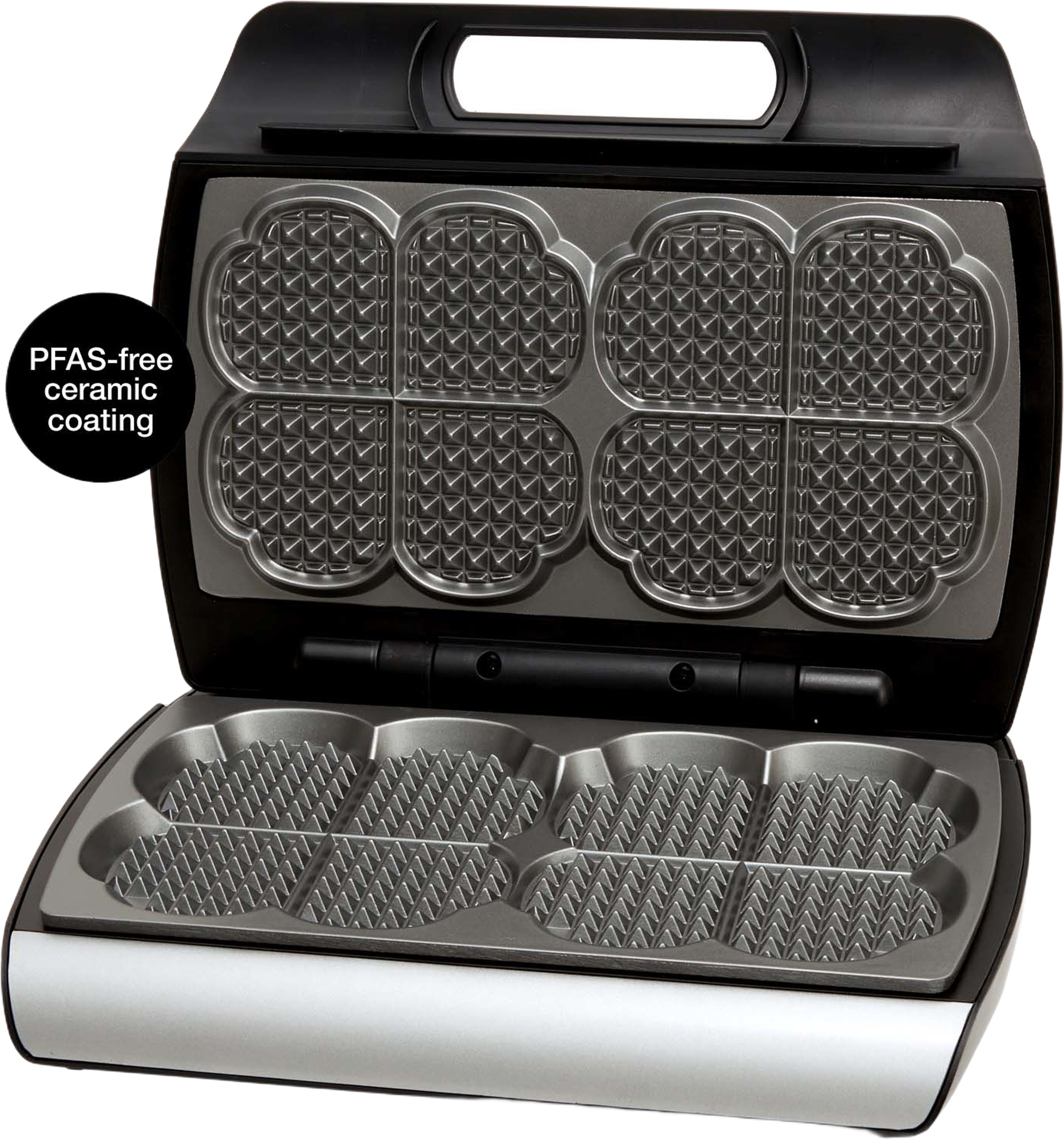 Våffeljärn Dubbelt Elegance 910 Keramiskt, från Åviken, i färgen svart/silver. Klicka för att öppna bilden i stort format