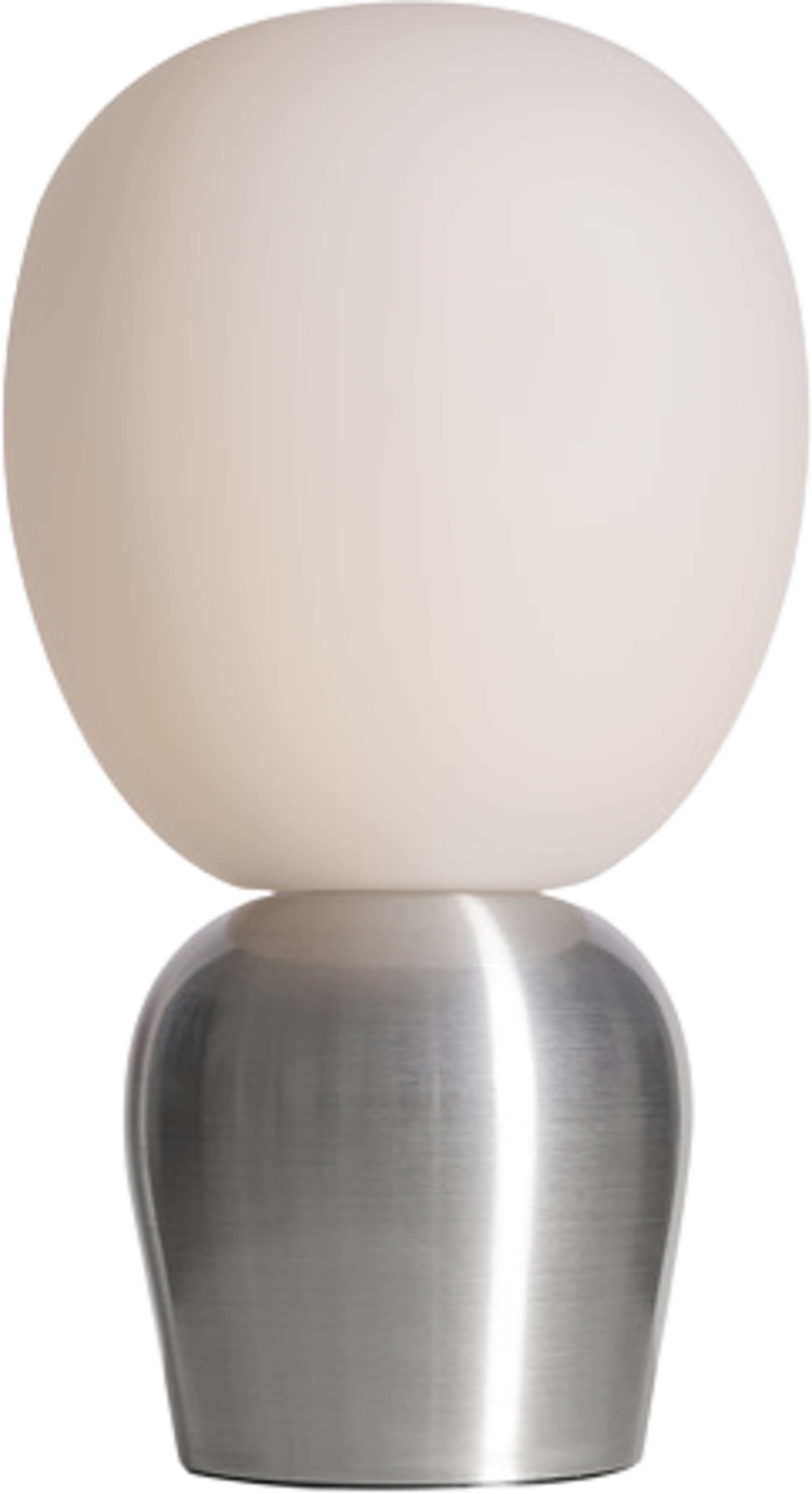 Bordslampa Buddy, från Belid, i färgen slipad aluminium/opal glas. Klicka för att öppna bilden i stort format