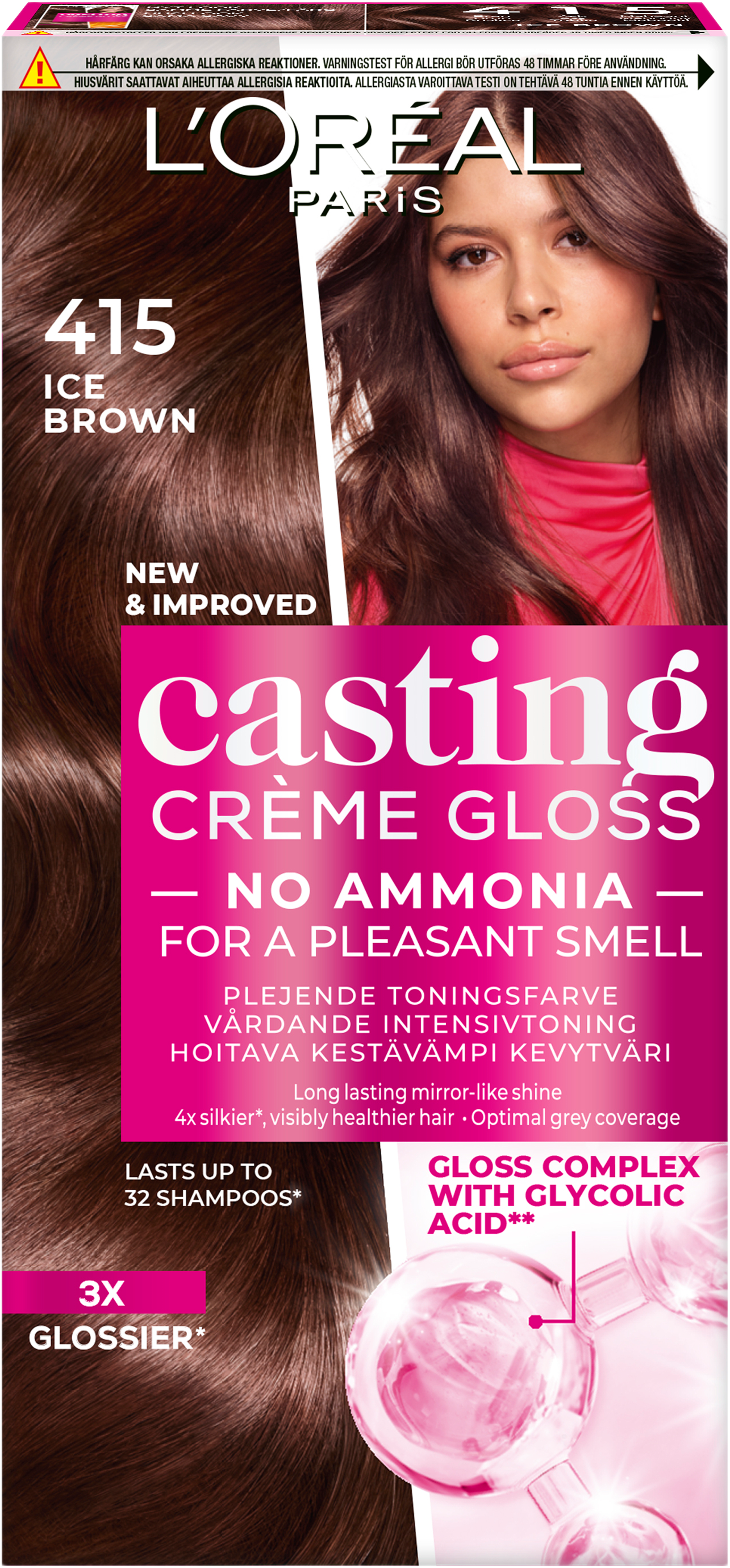 Casting Créme Gloss, från L'Oréal Paris, i färgen 415 Ice Brown. Klicka för att öppna bilden i stort format