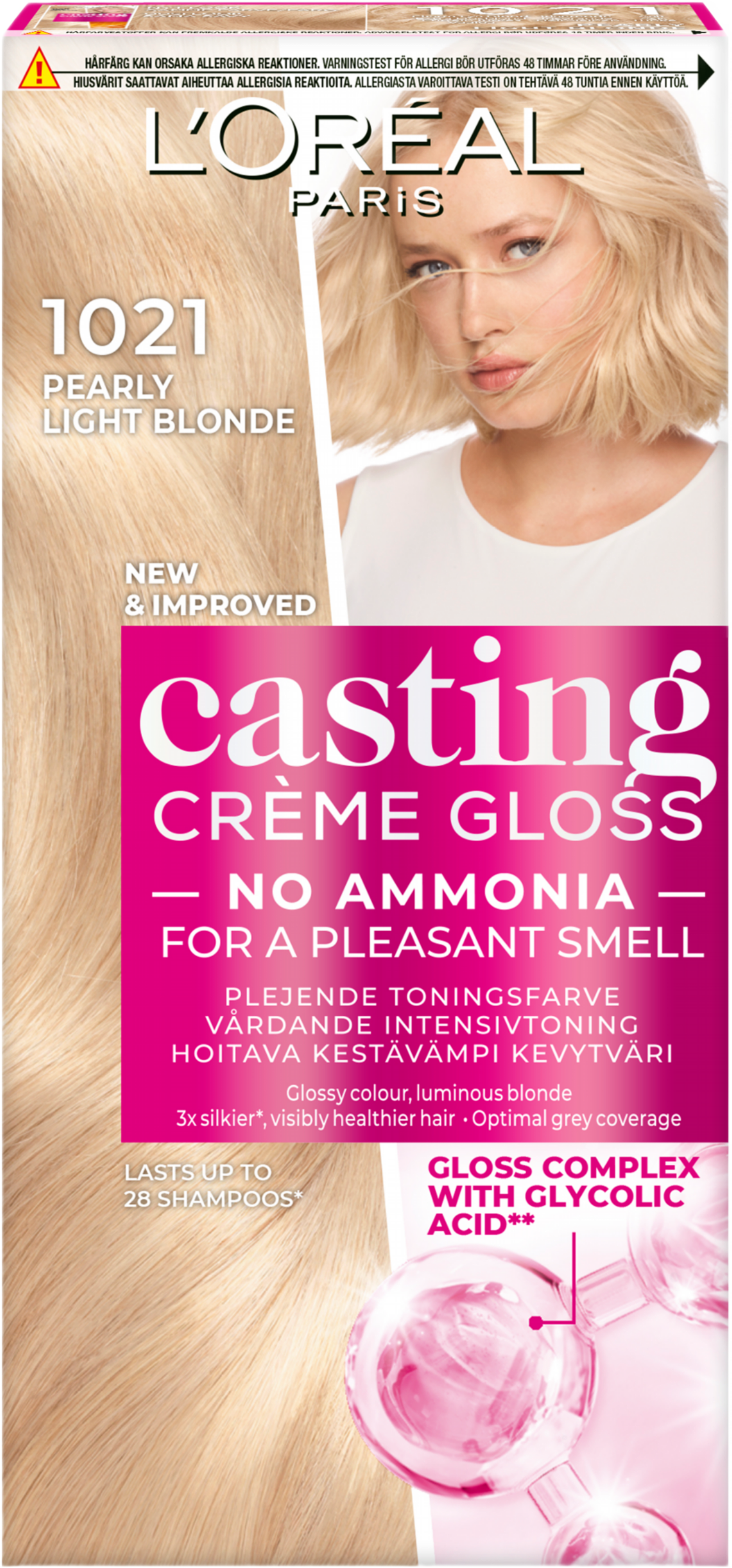 Casting Créme Gloss, från L'Oréal Paris, i färgen 1021 Pearly Light Blonde. Klicka för att öppna bilden i stort format