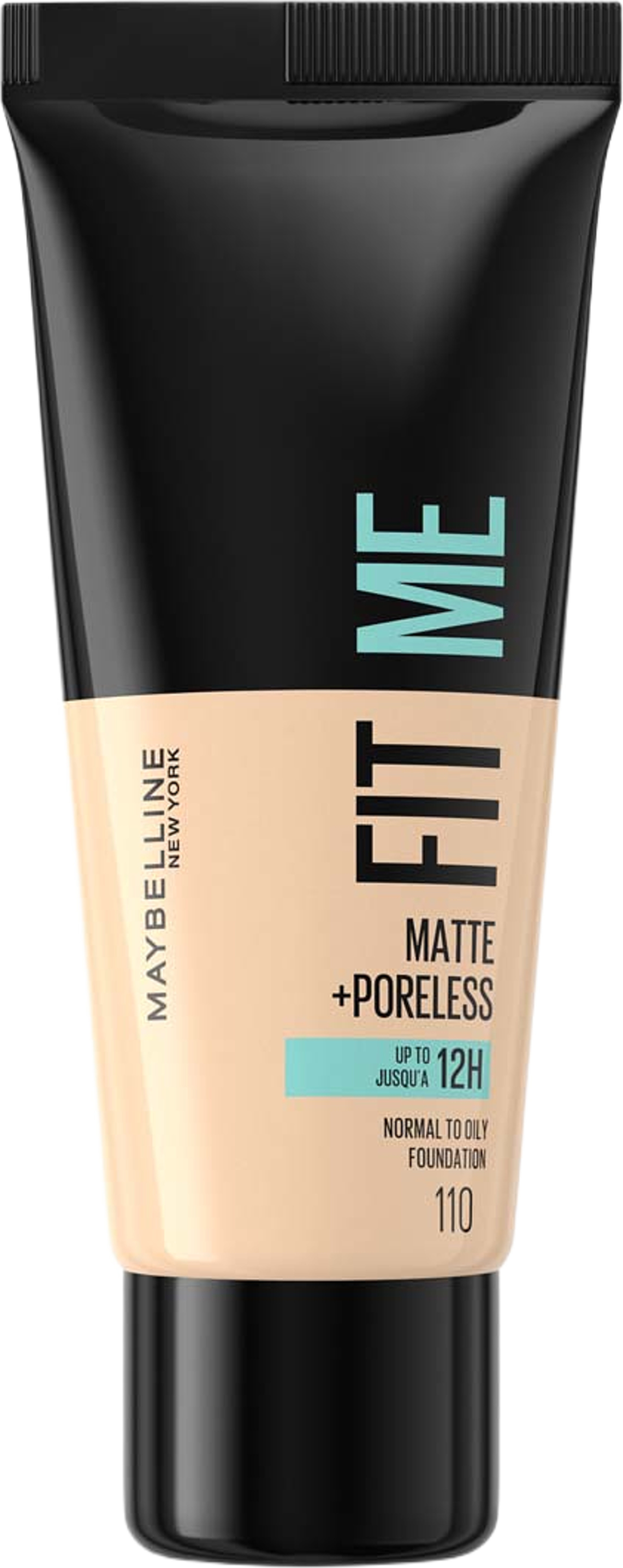 Fit Me Matte + Poreless Foundation, från Maybelline, i färgen 110 Porcelain. Klicka för att öppna bilden i stort format