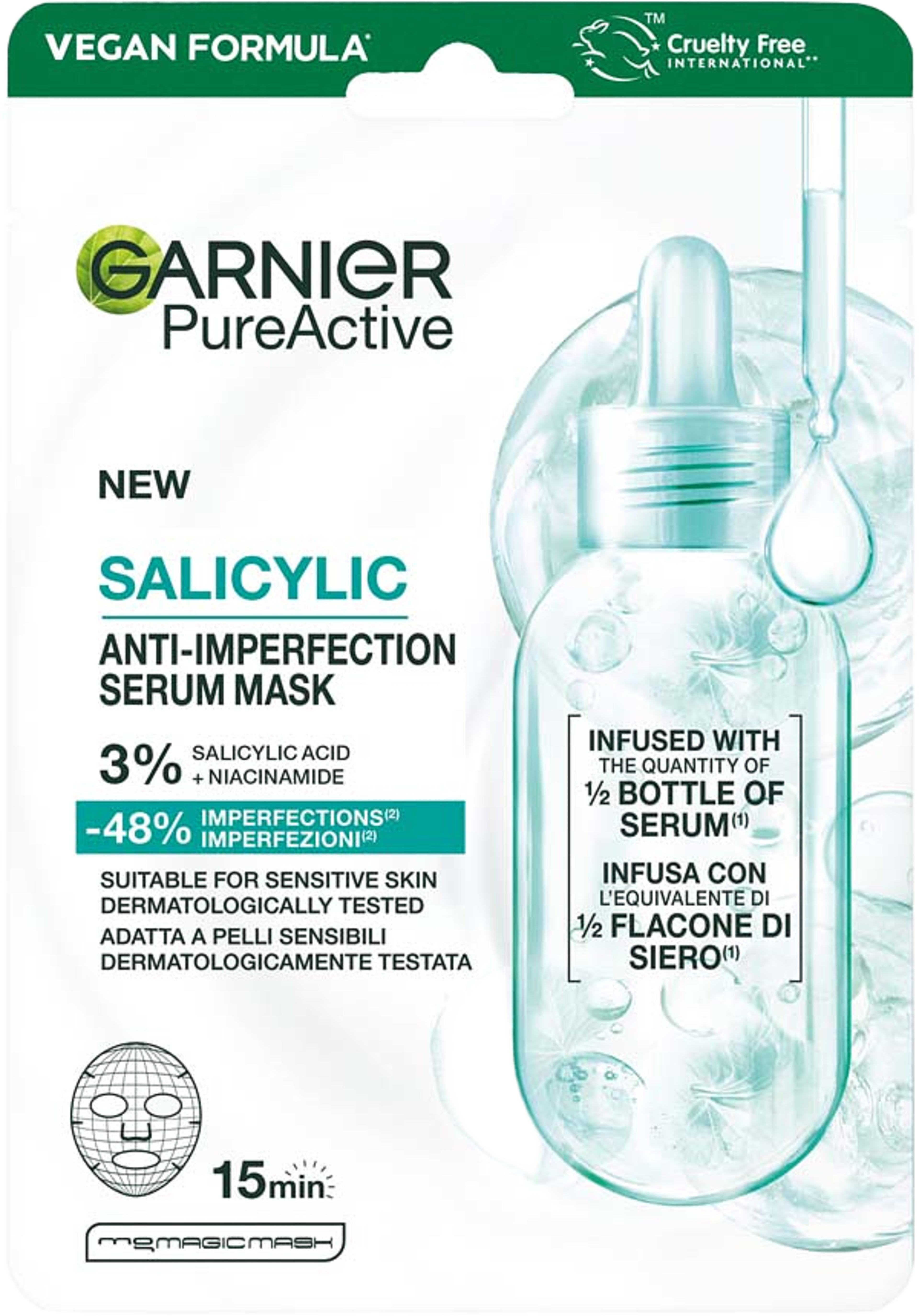 Pure Active Salicylic anti-imperfection serum mask, från Garnier. Klicka för att öppna bilden i stort format