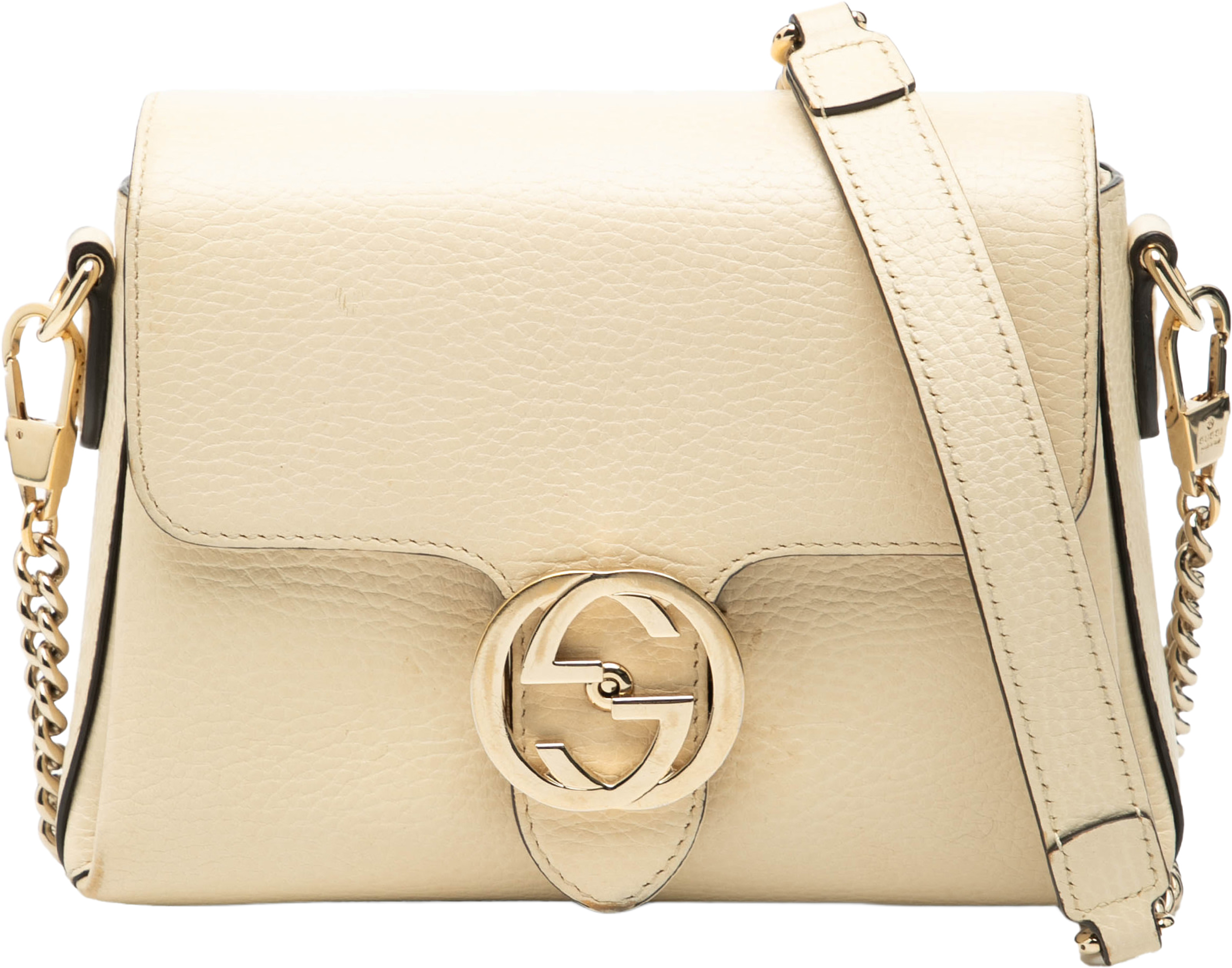 Gucci Small Dollar Calfskin Interlocking G Crossbody, från Luxclusif, i färgen ivory. Klicka för att öppna bilden i stort format