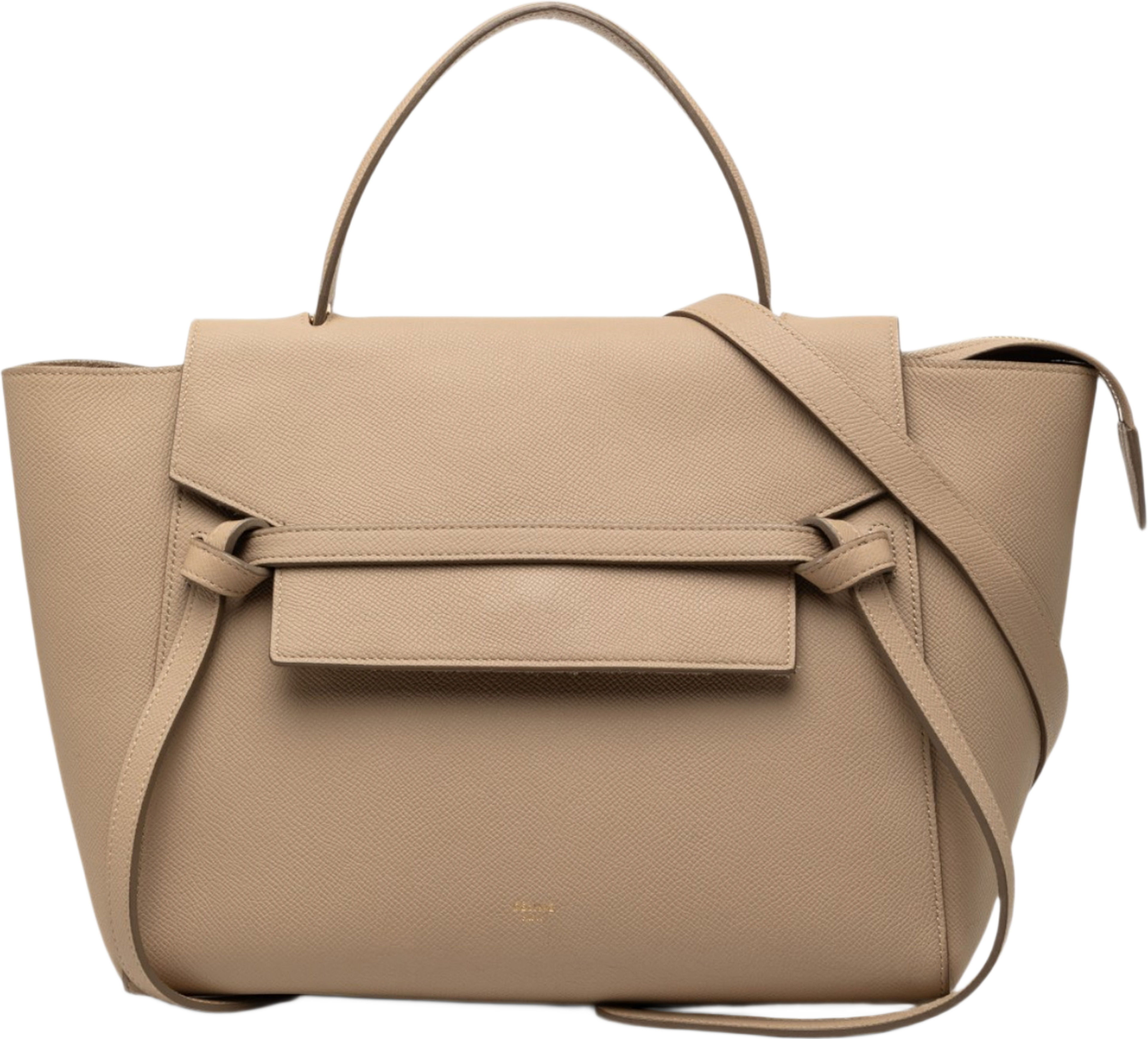 Celine Mini Grained Calfskin Belt Bag, från Luxclusif, i färgen beige. Klicka för att öppna bilden i stort format