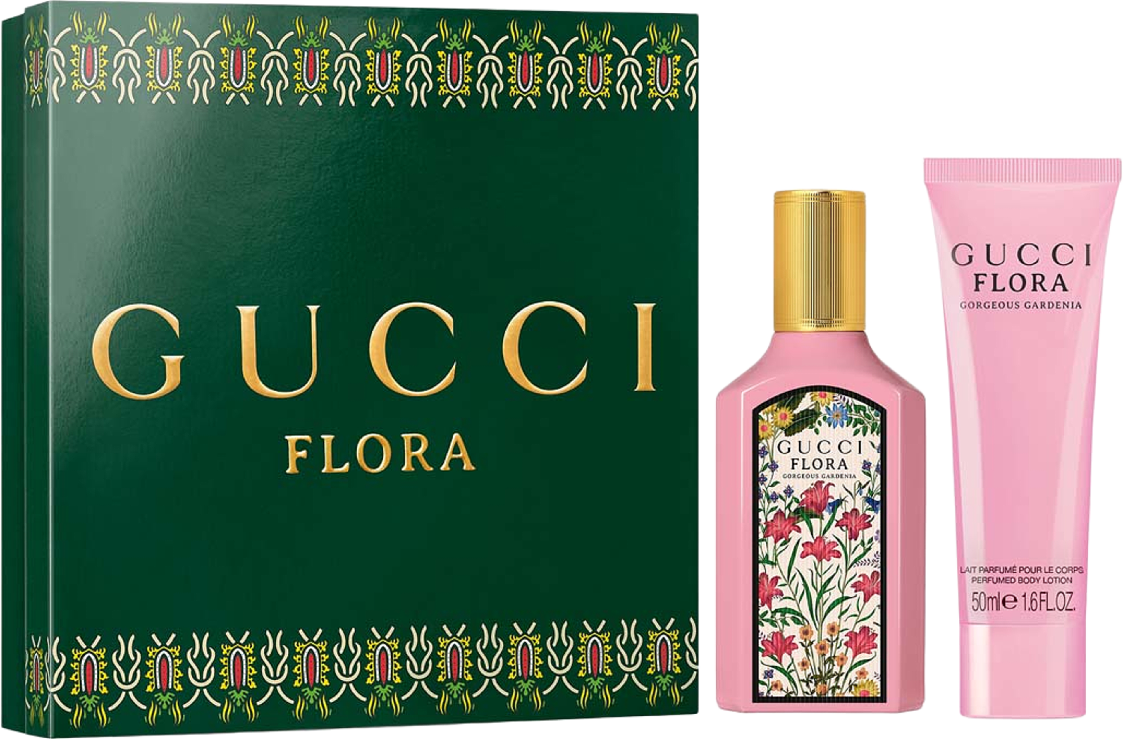Gift Set Flora Gorgeous Gardenia EdP 50 ml + Body Lotion 50 ml, från Gucci. Klicka för att öppna bilden i stort format