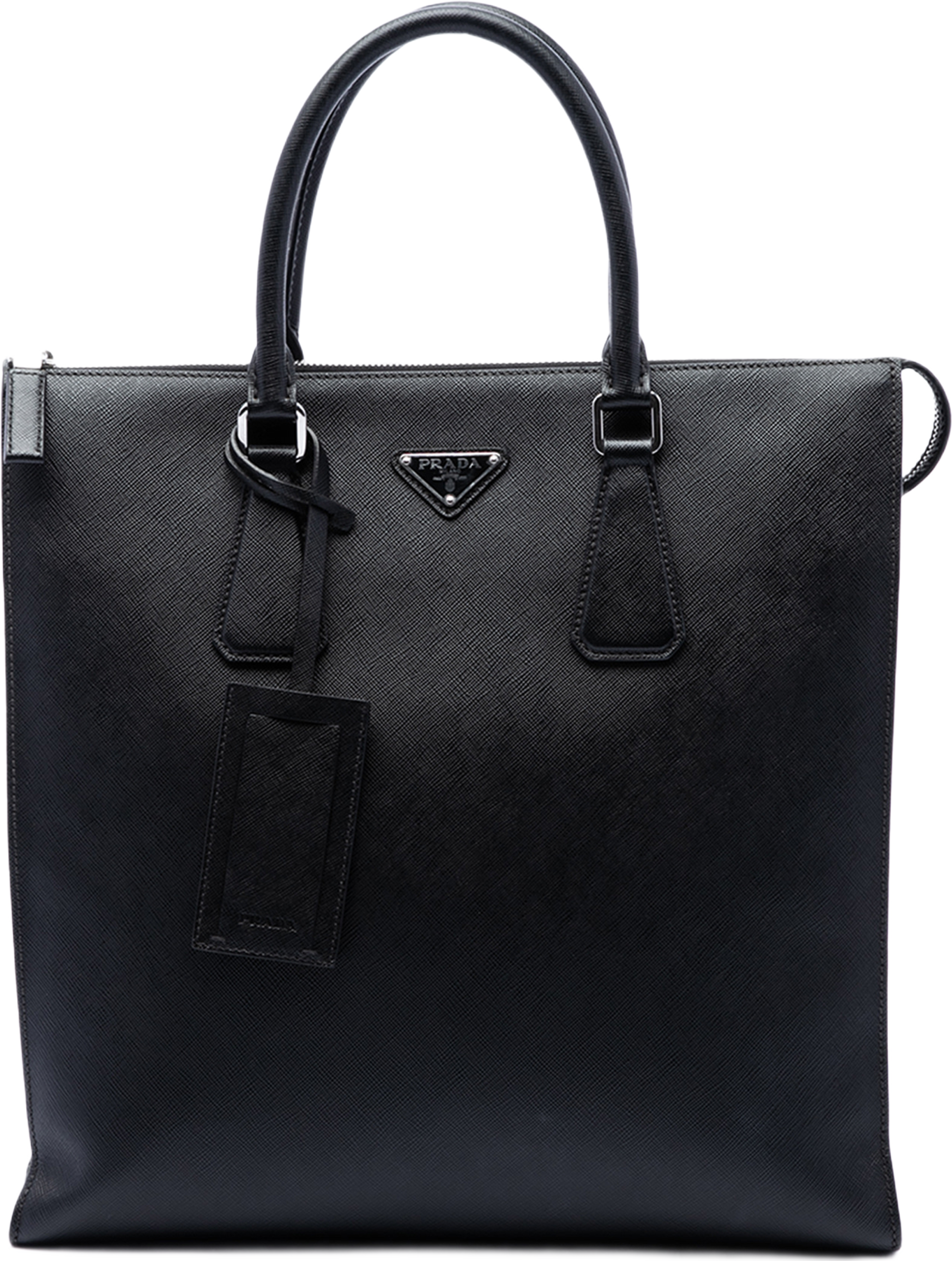 Prada Saffiano North South Tote, från Luxclusif, i färgen svart. Klicka för att öppna bilden i stort format