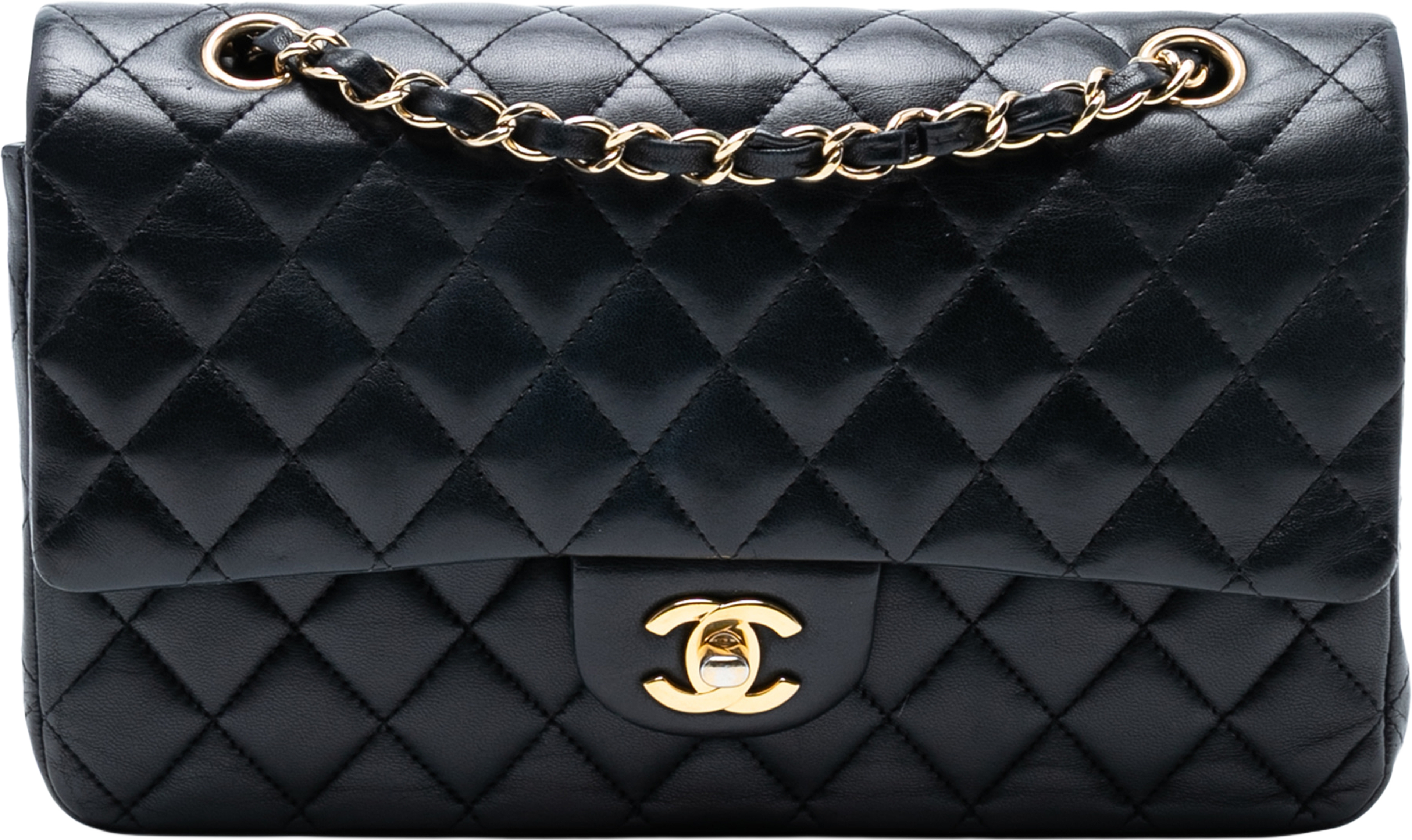Chanel Medium Classic Lambskin Double Flap, från Luxclusif, i färgen black. Klicka för att öppna bilden i stort format