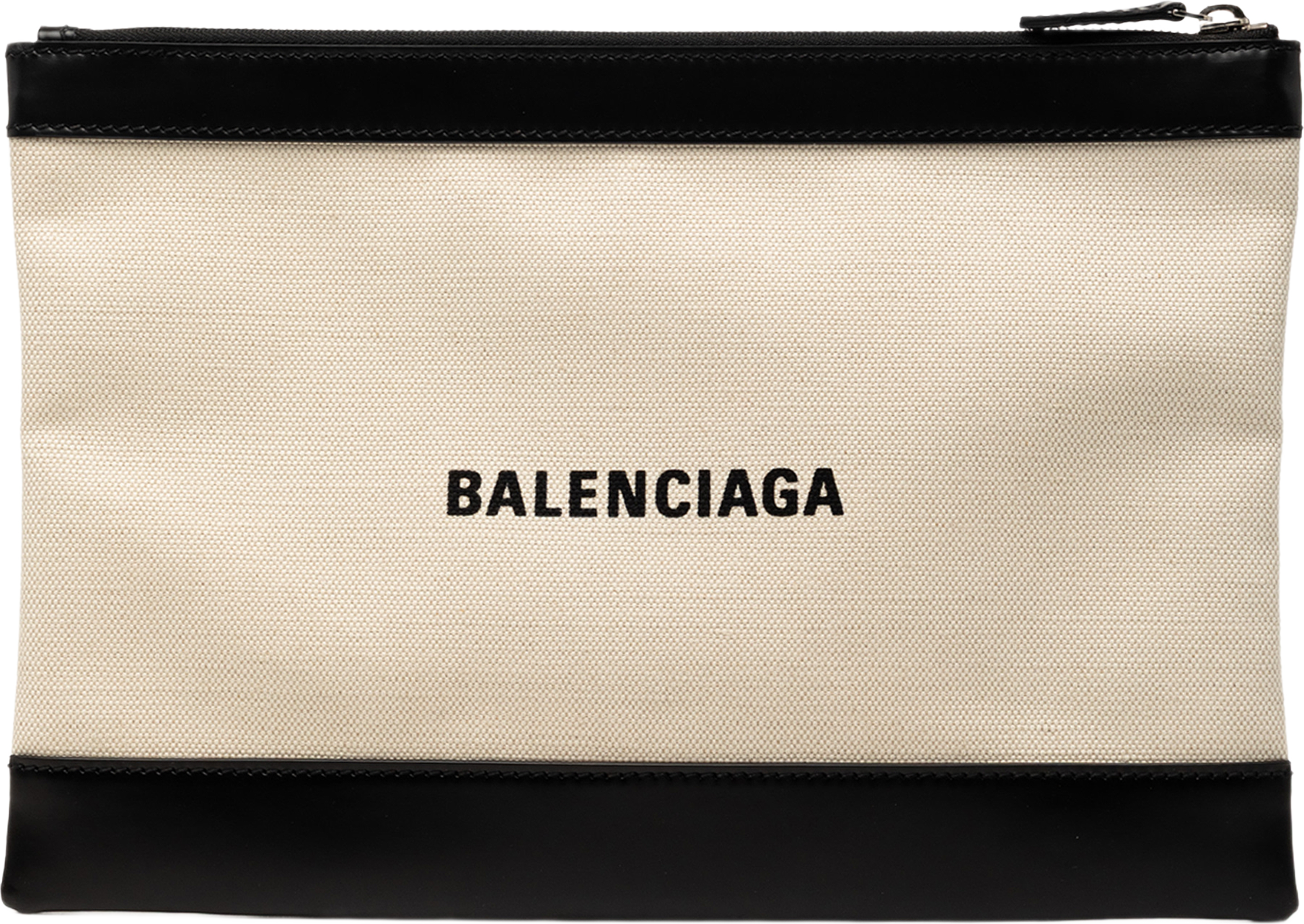 Balenciaga Canvas Navy Clip Clutch M, från Luxclusif, i färgen brun. Klicka för att öppna bilden i stort format
