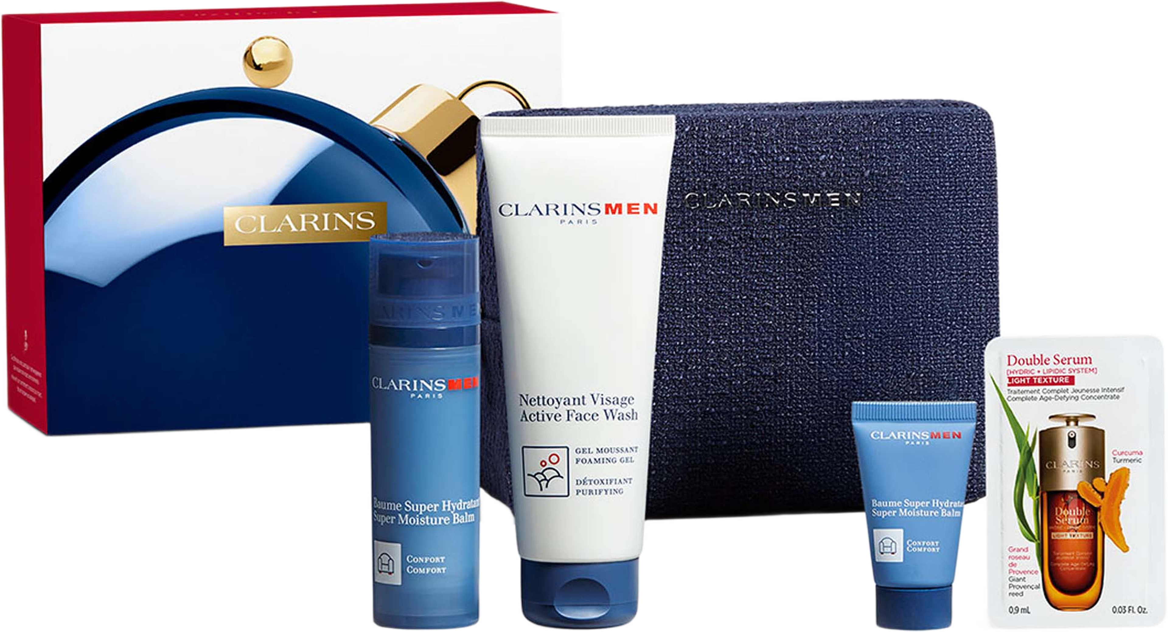 Clarinsmen Hydration S.moist balm 50ml/Active FW 125ml/S.moist balm 12ml/DS, från Clarins for Men. Klicka för att öppna bilden i stort format