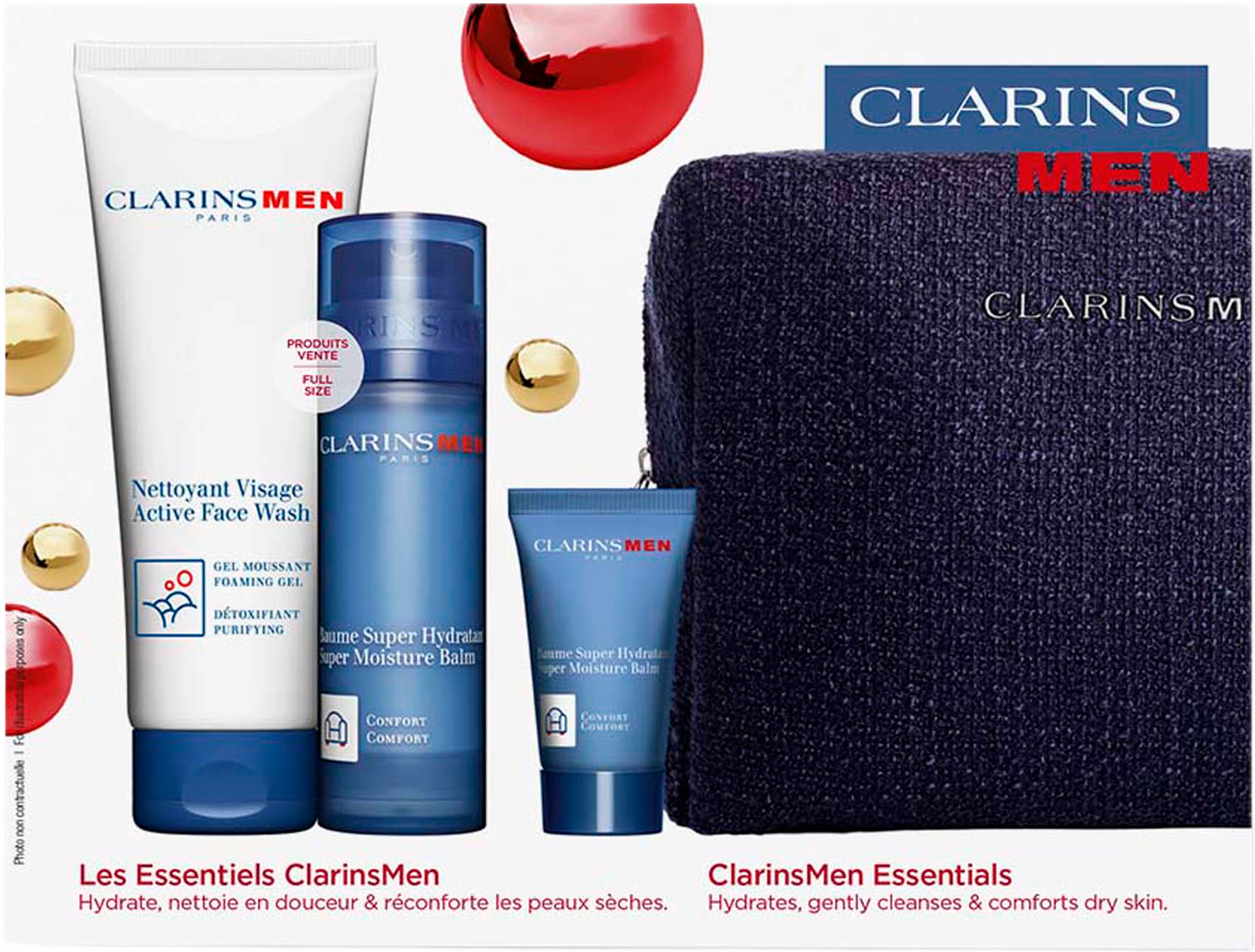 Clarinsmen Hydration S.moist balm 50ml/Active FW 125ml/S.moist balm 12ml/DS, från Clarins for Men. Klicka för att öppna bilden i stort format