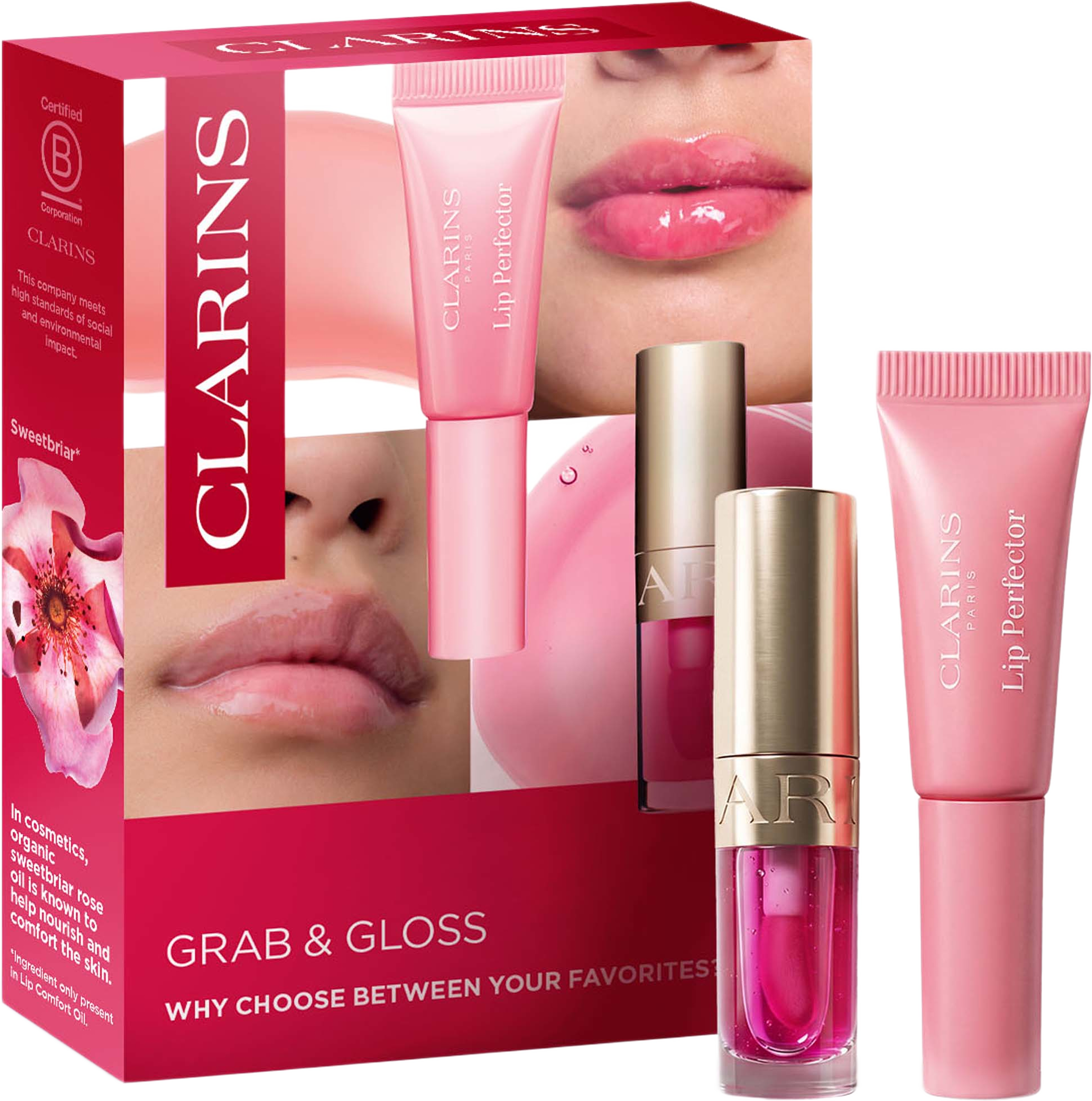 Value Pack Lip comfort oil 04 mini 1,4ml/Lip perfector 21 mini 5ml 6.4 ml, från Clarins. Klicka för att öppna bilden i stort format