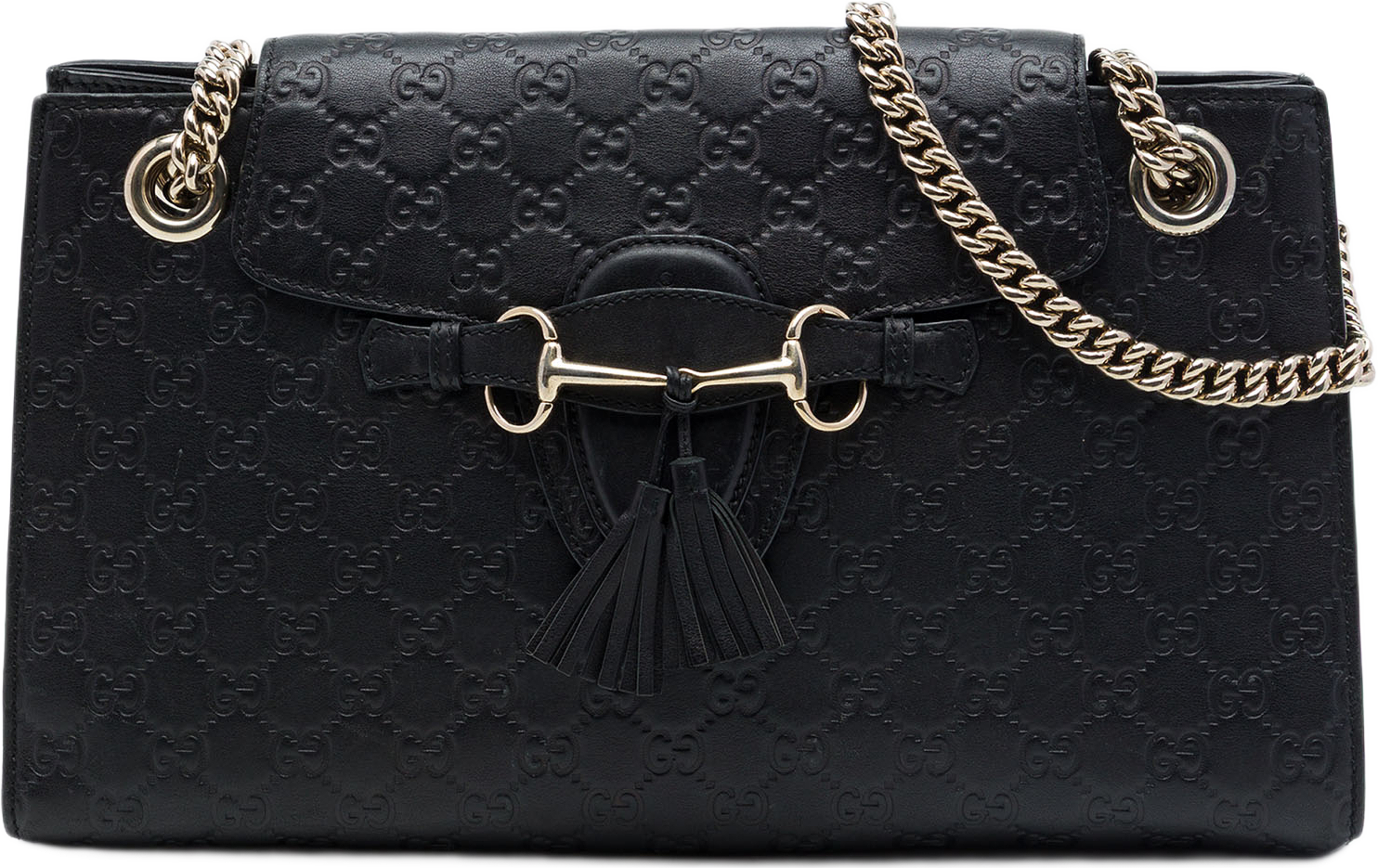 Gucci Large Guccissima Emily Shoulder Bag, från Luxclusif, i färgen svart. Klicka för att öppna bilden i stort format