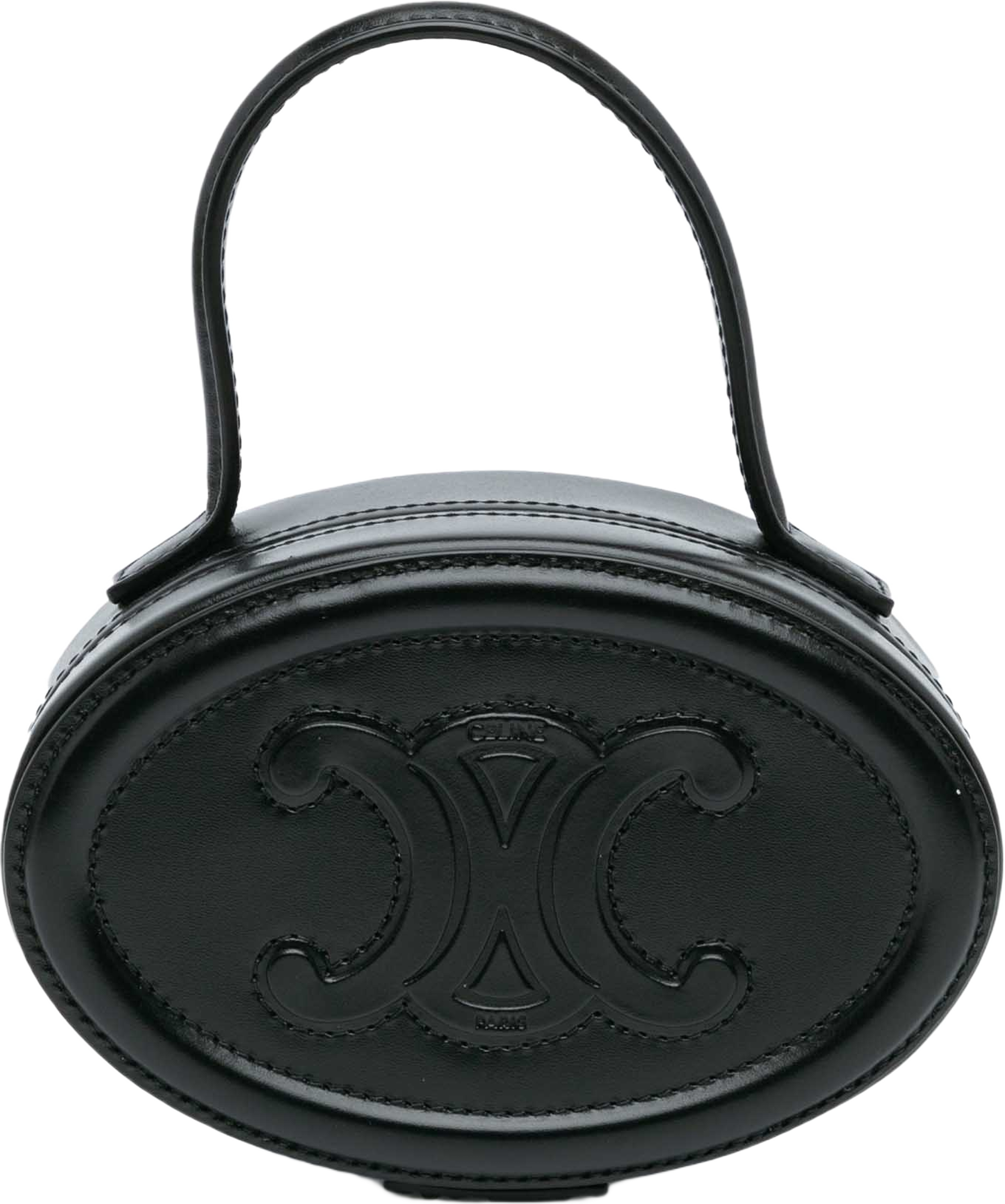 Celine Calfskin Cuir Triomphe Oval Handbag, från Luxclusif, i färgen black. Klicka för att öppna bilden i stort format