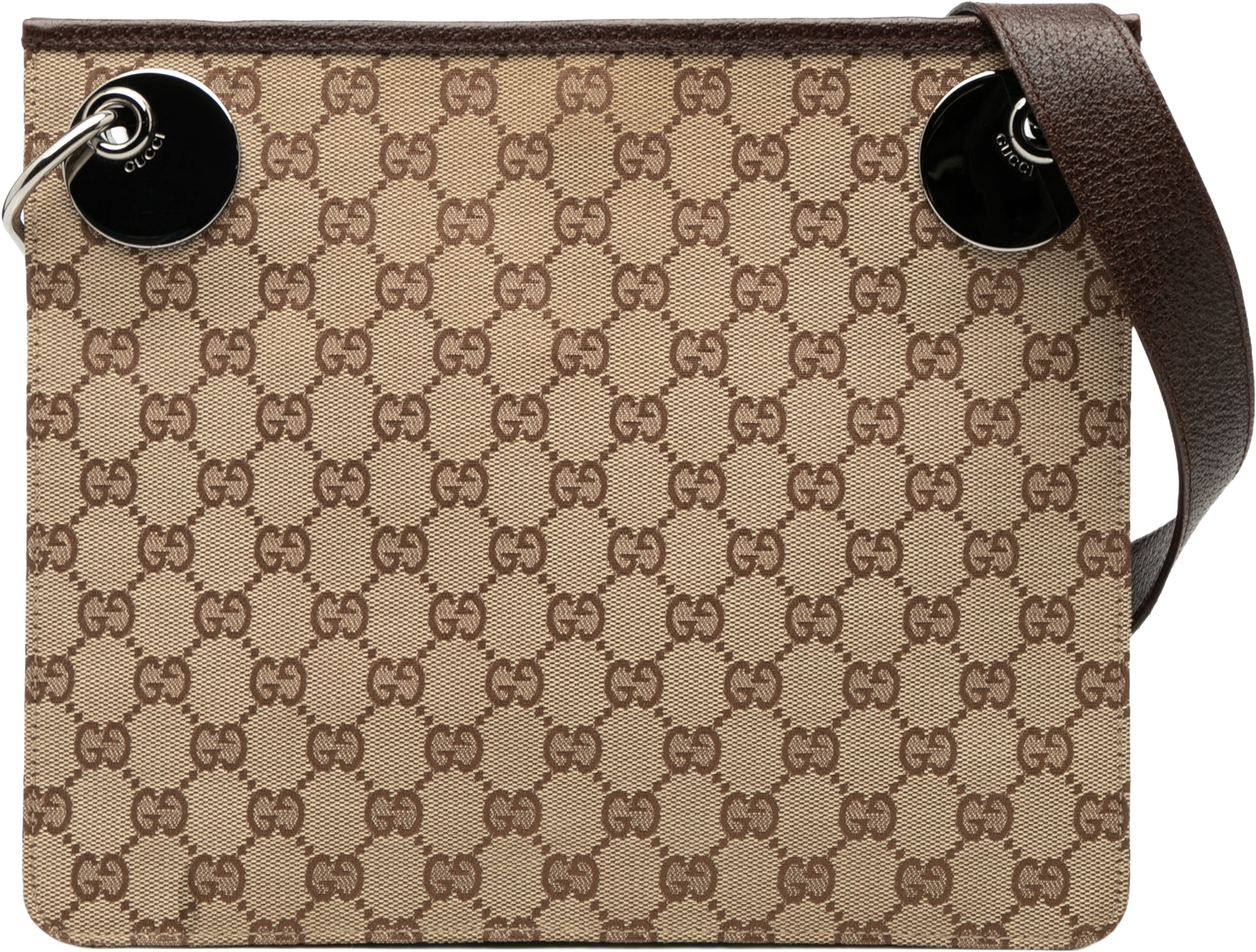 Gucci Gg Canvas Eclipse Crossbody, från Luxclusif, i färgen beige. Klicka för att öppna bilden i stort format