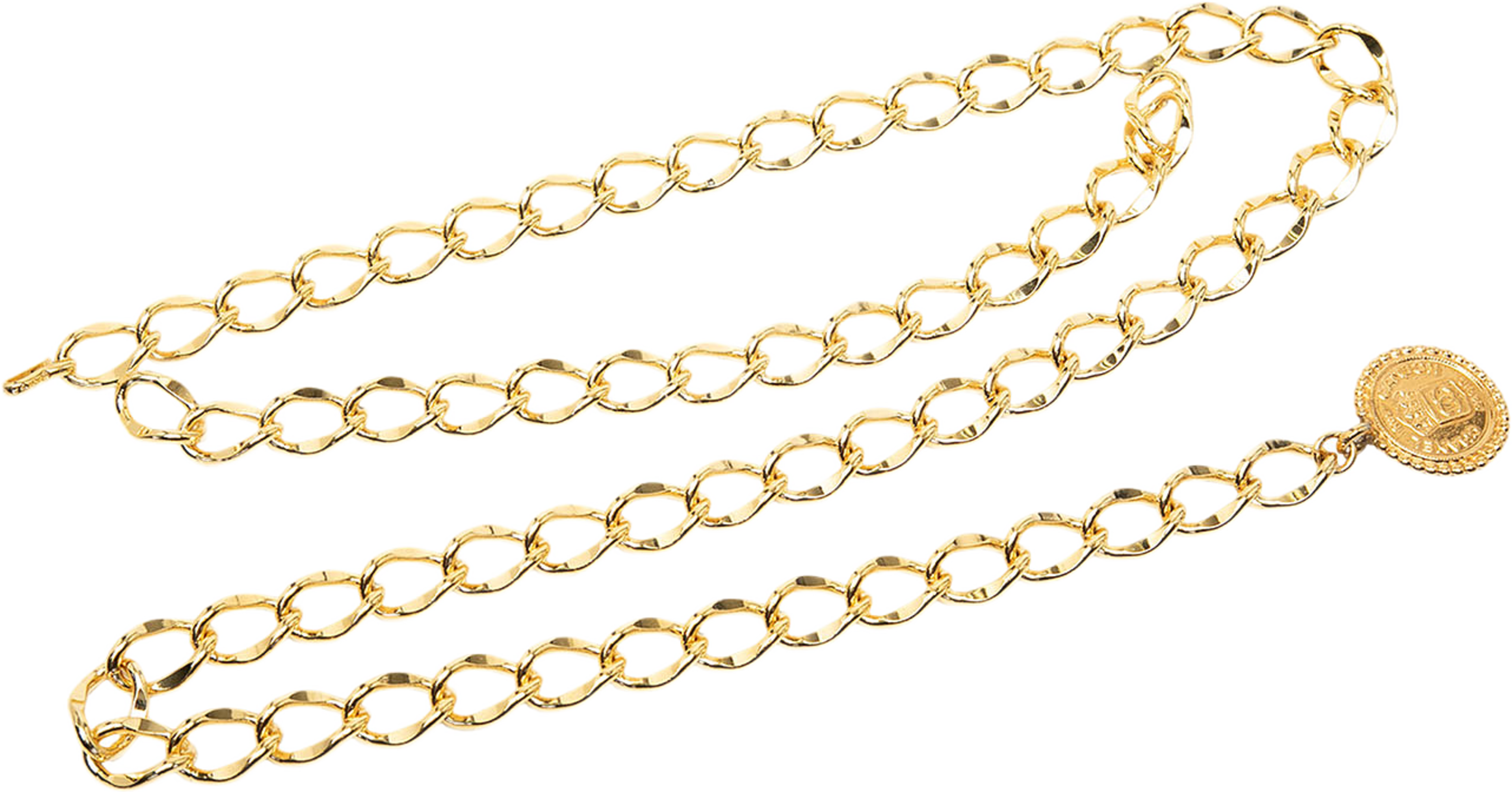 Chanel Gold Plated Rue Cambon Medallion Chain Link Belt, från Luxclusif, i färgen guld. Klicka för att öppna bilden i stort format