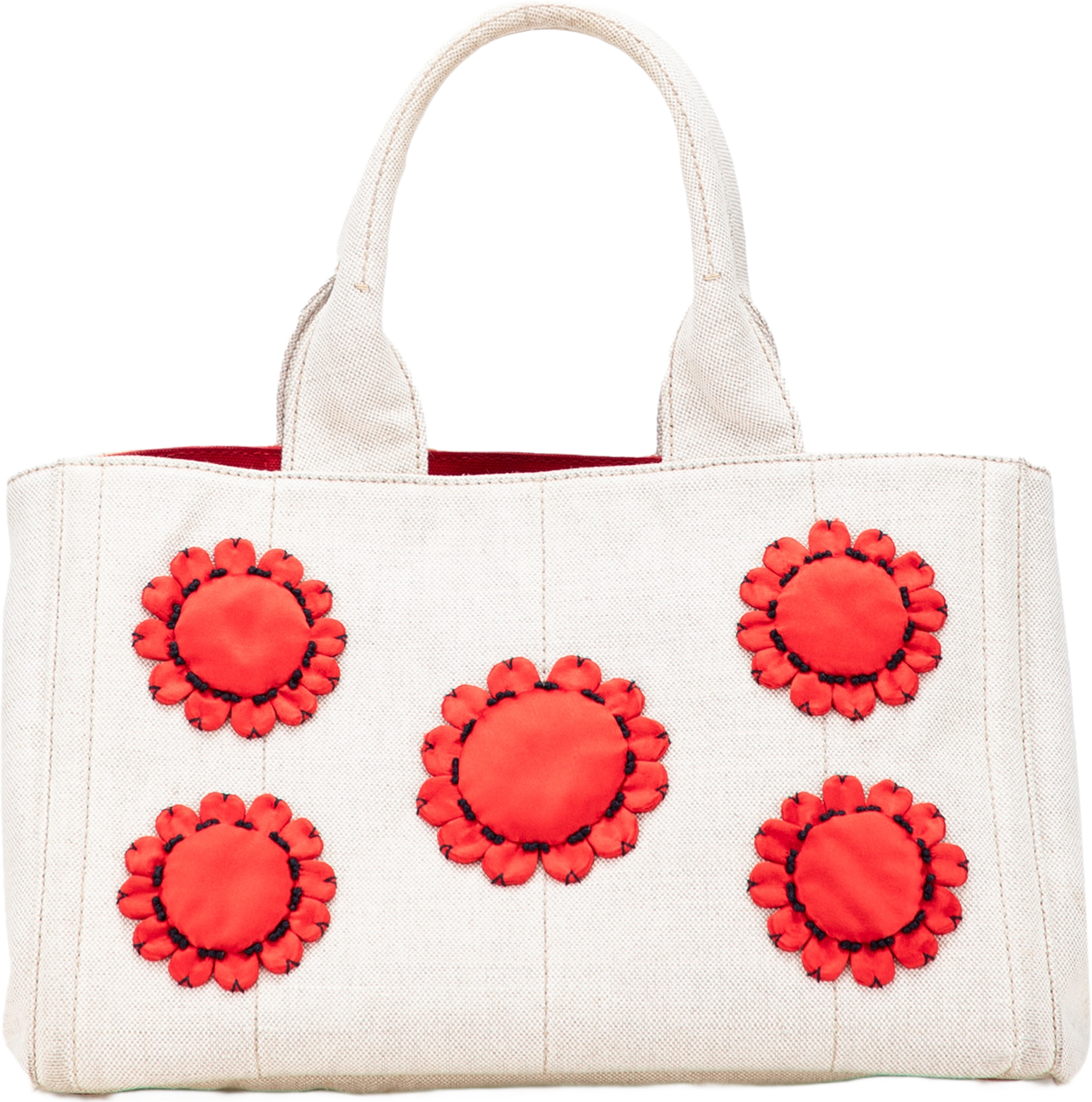 Prada Canvas Canapa Mistolino Tote, från Luxclusif, i färgen light beige. Klicka för att öppna bilden i stort format