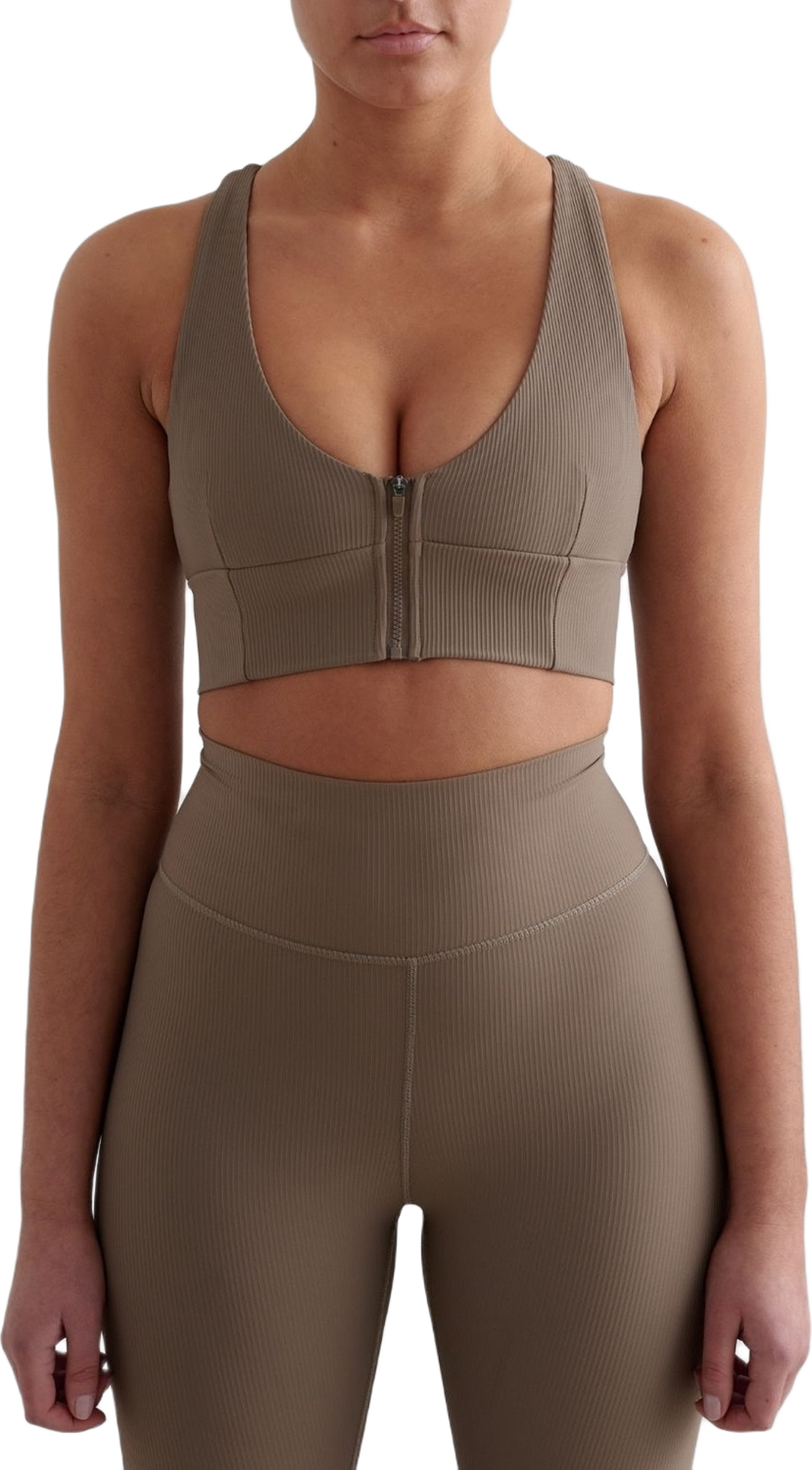 Ribbed Performance Zipped Bra