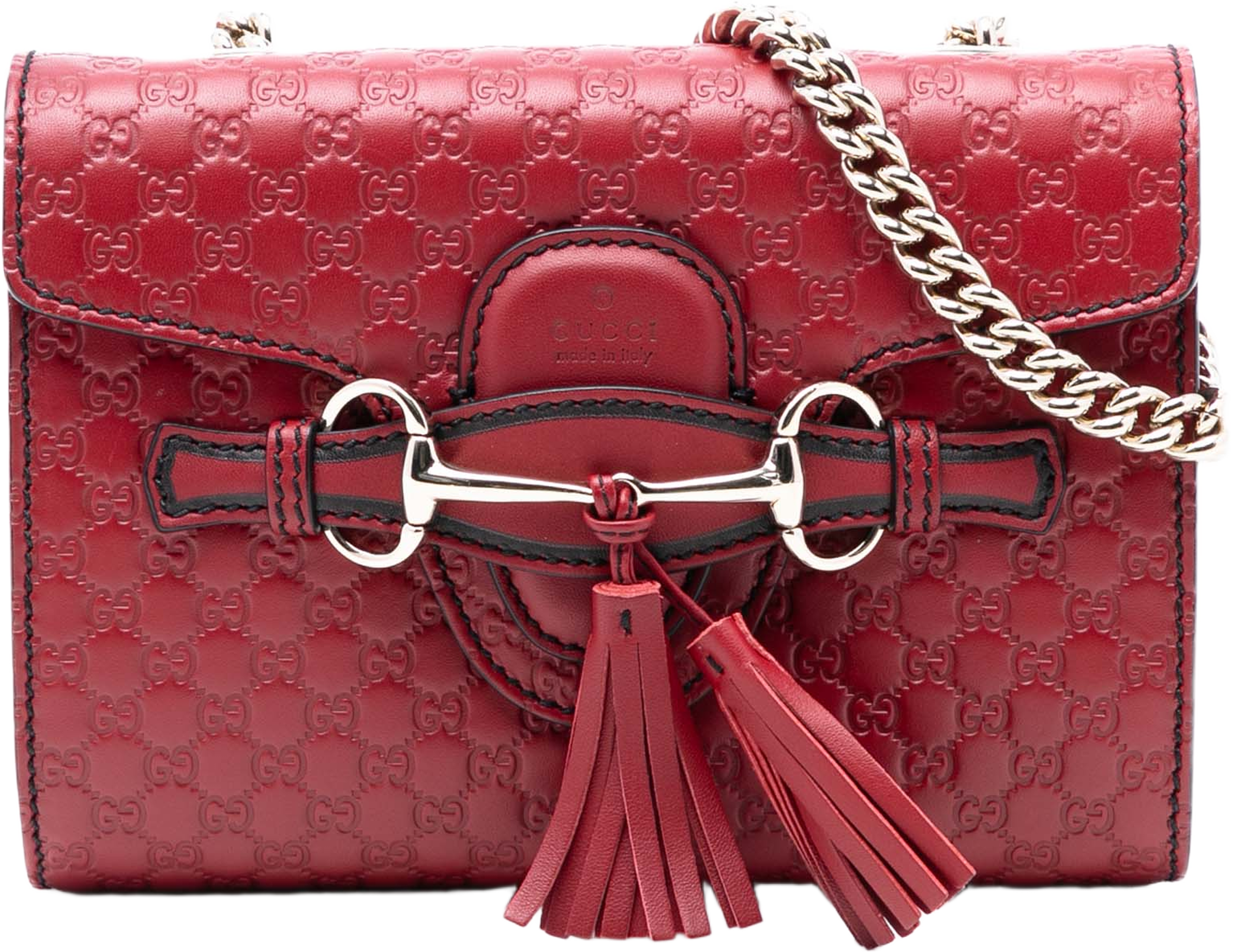 Gucci Mini Microguccissima Emily Crossbody, från Luxclusif, i färgen dark red. Klicka för att öppna bilden i stort format