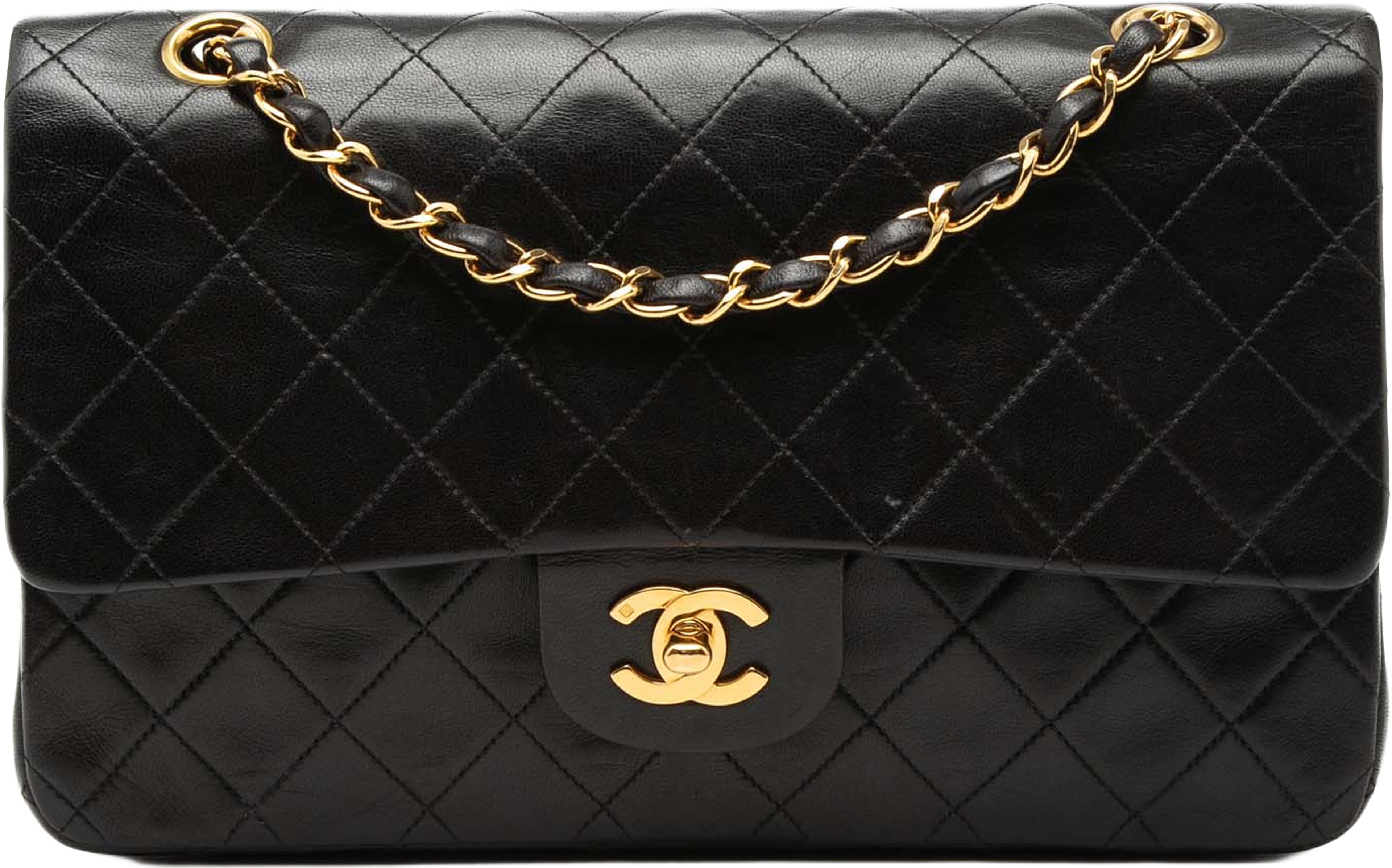 Chanel Medium Classic Lambskin Double Flap, från Luxclusif, i färgen black. Klicka för att öppna bilden i stort format