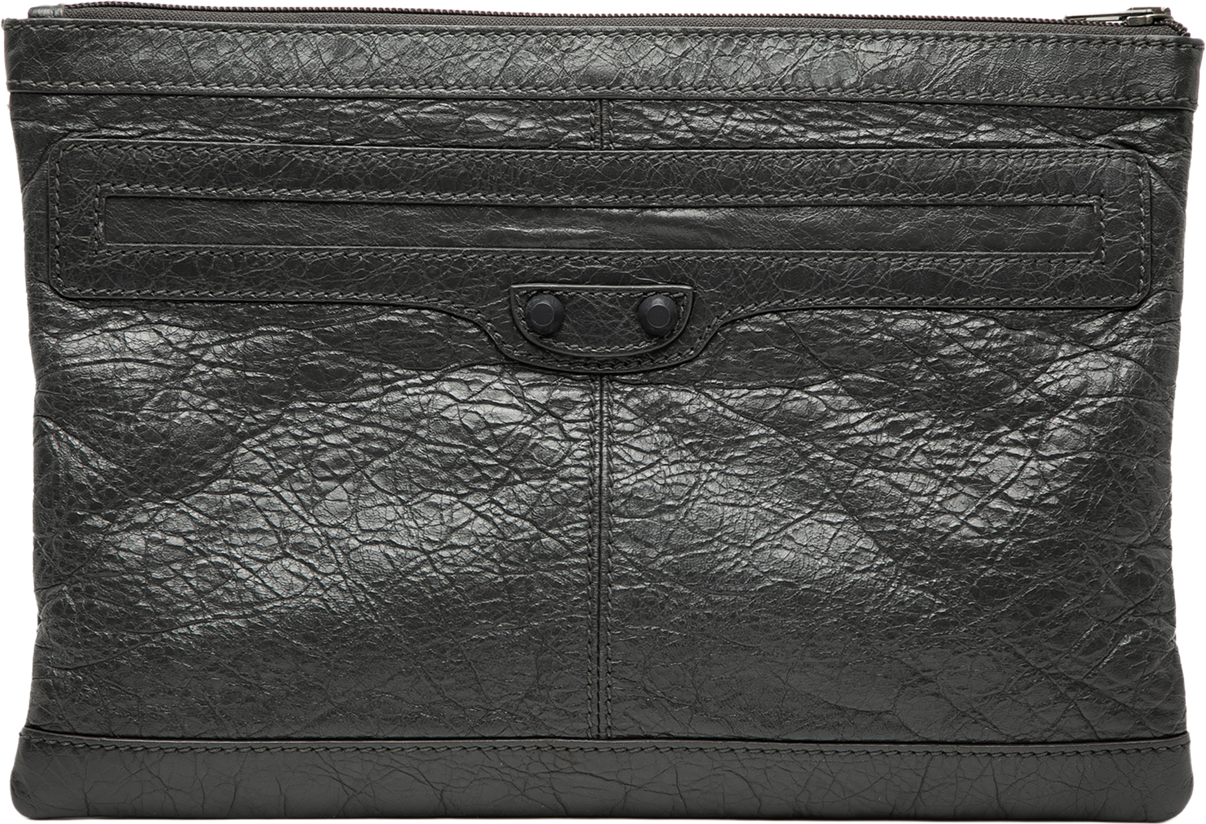 Balenciaga Lambskin Motocross Classic Clip M Clutch, från Luxclusif, i färgen black. Klicka för att öppna bilden i stort format