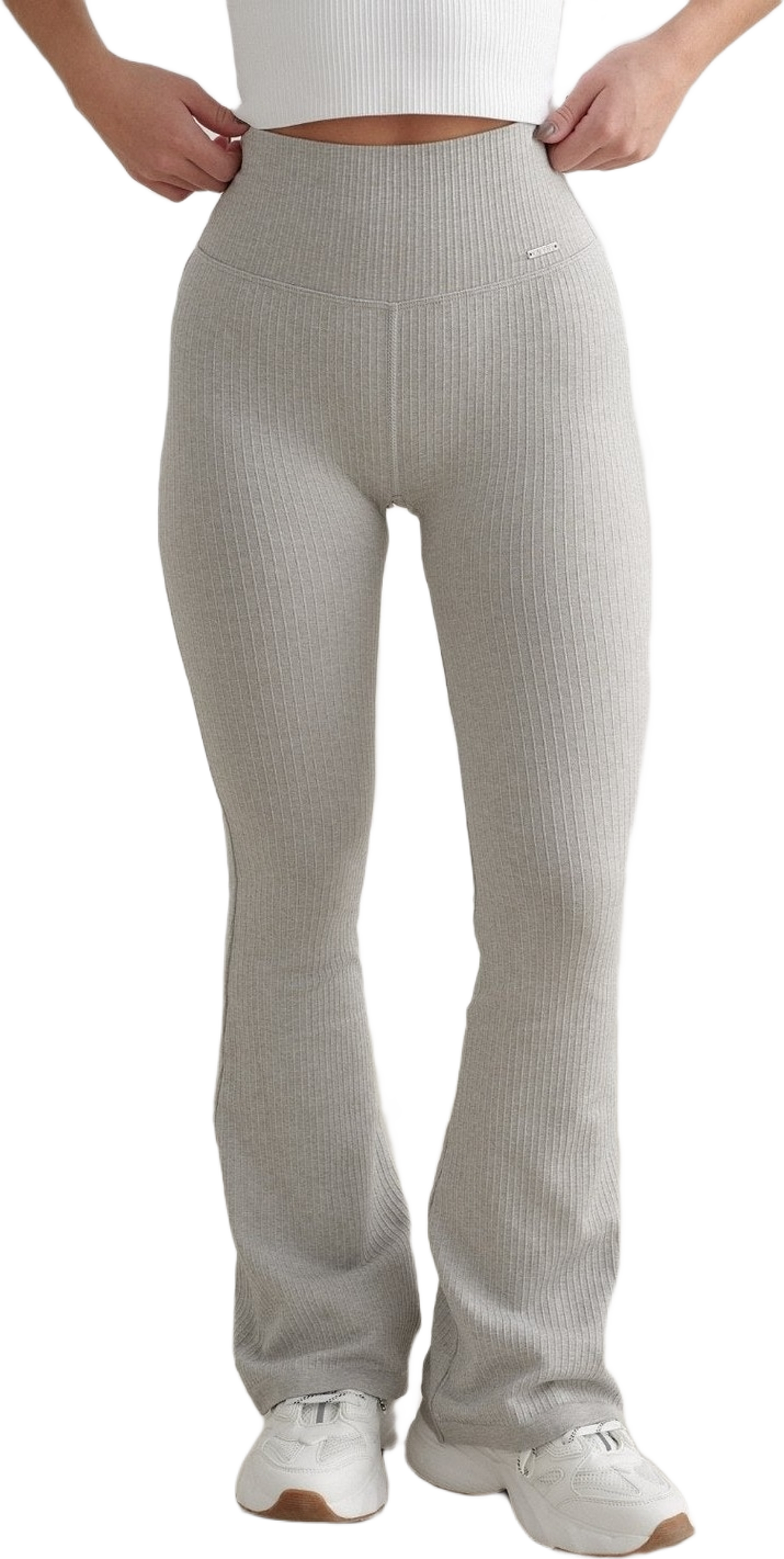 Grey Melange Ribbed Seamless Flare Petite Tights