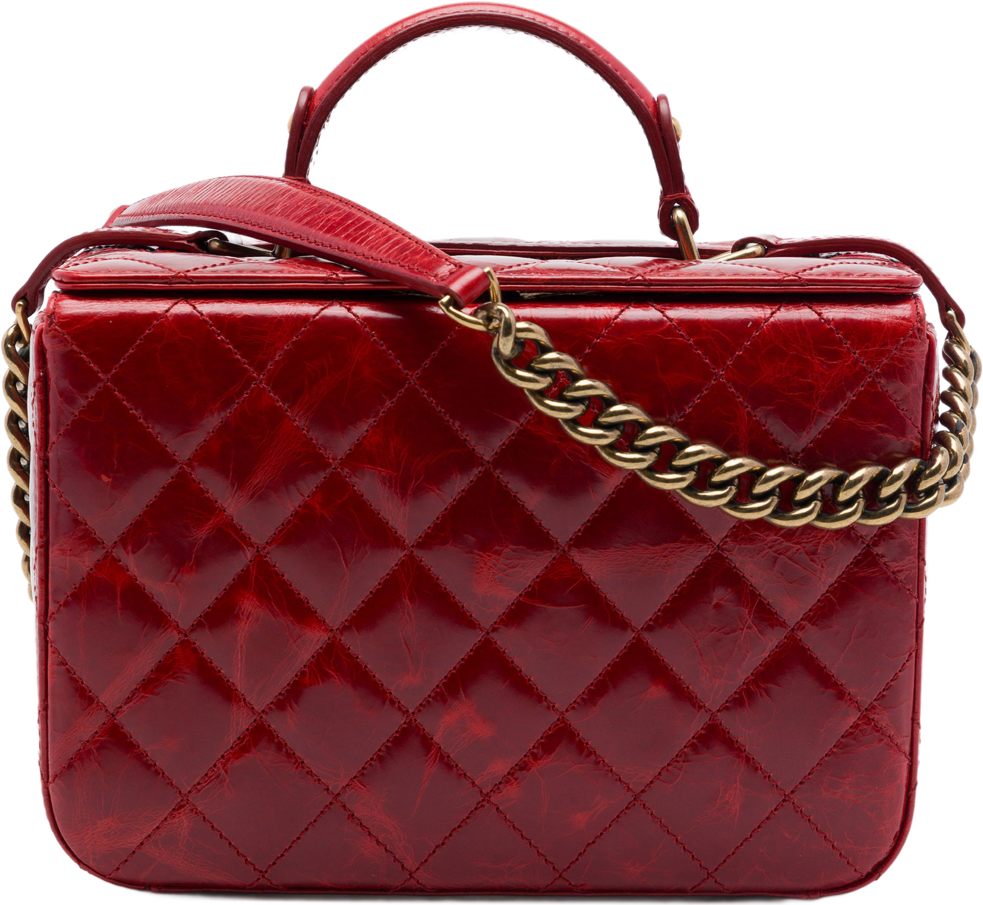 Chanel Cc Quilted Glazed Calfskin Vanity Case, från Luxclusif, i färgen röd. Klicka för att öppna bilden i stort format