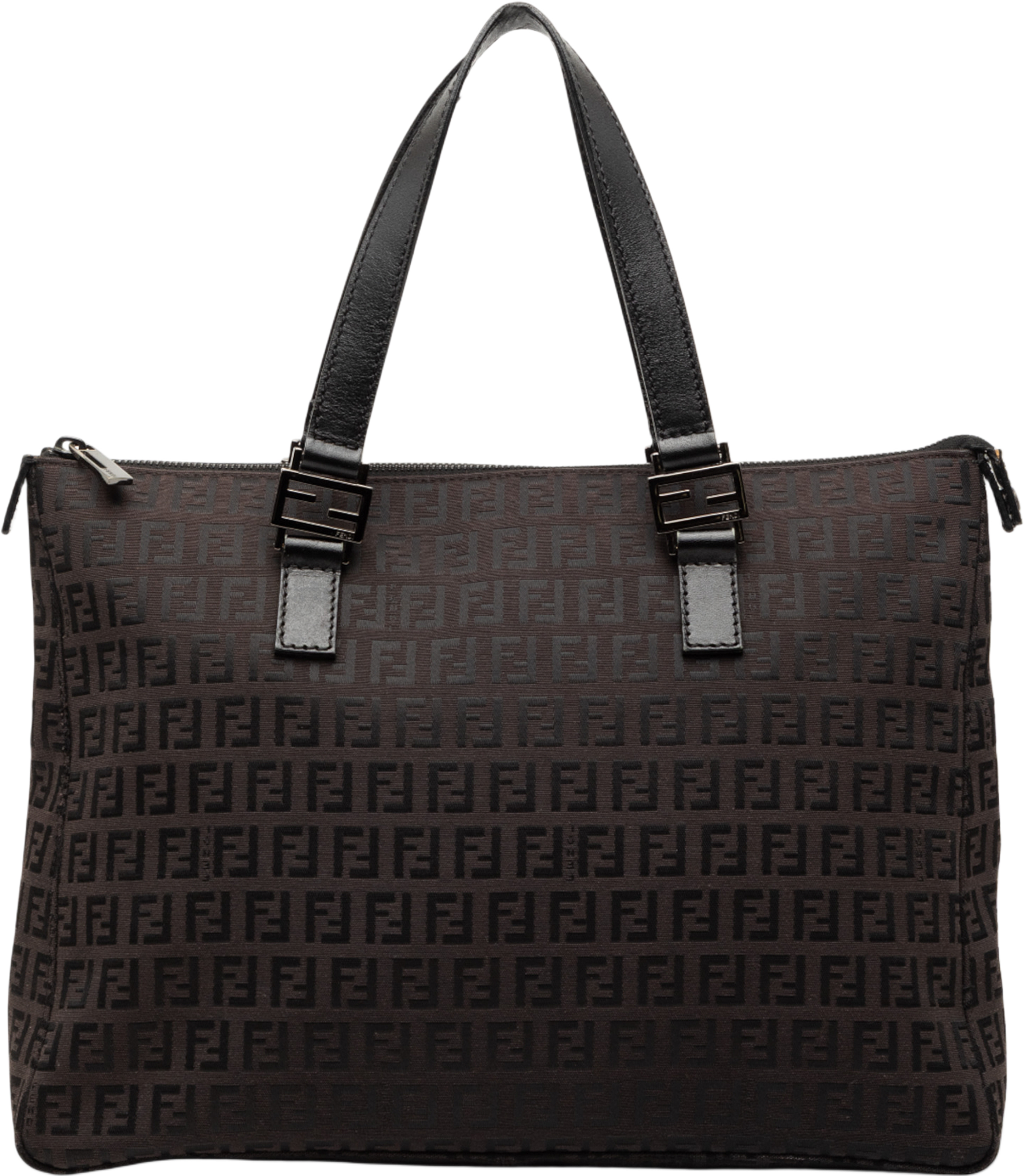 Fendi Zucchino Canvas Tote, från Luxclusif, i färgen dark brown. Klicka för att öppna bilden i stort format