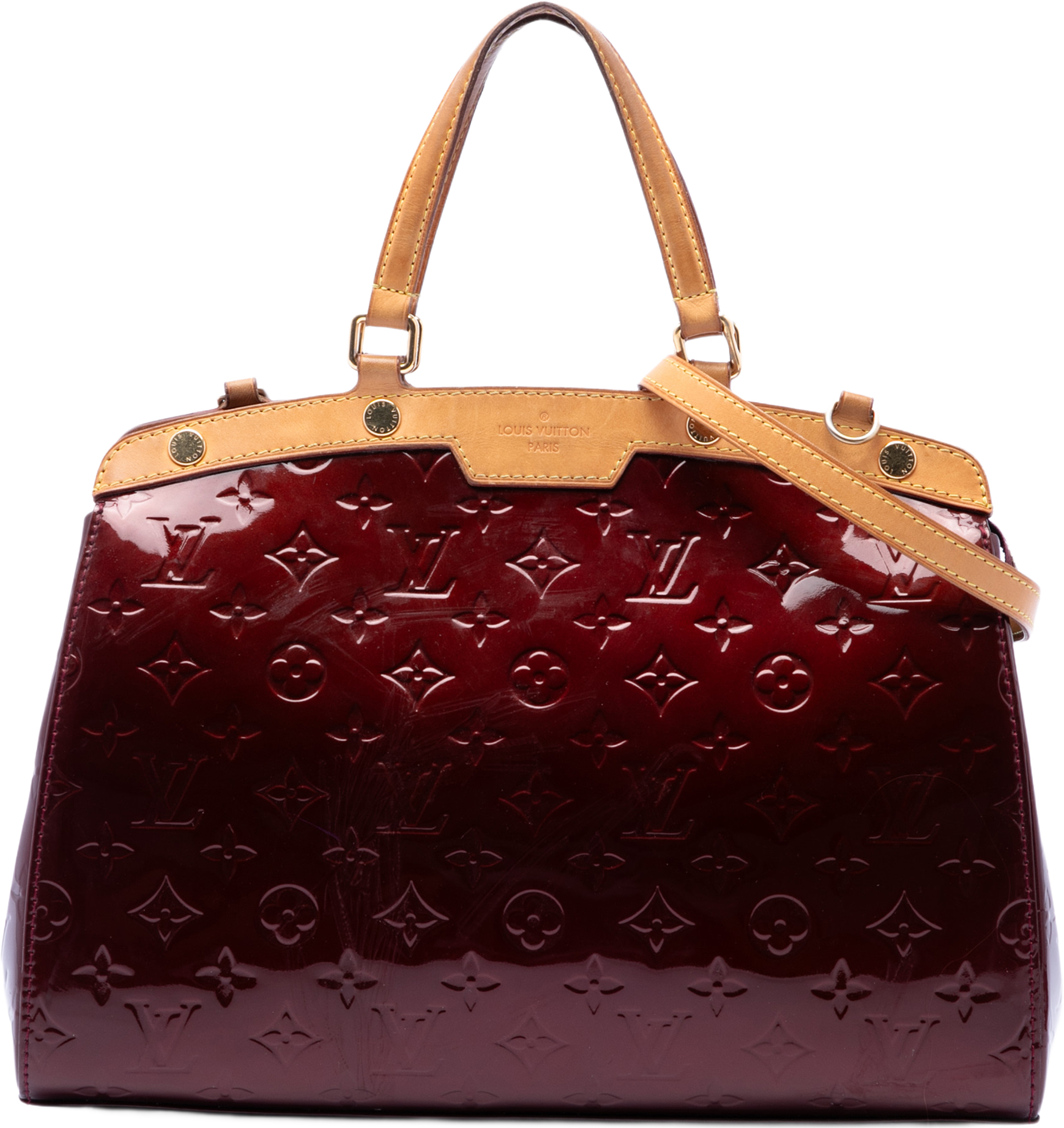 Louis Vuitton Monogram Vernis Brea Mm, från Luxclusif, i färgen bordeaux. Klicka för att öppna bilden i stort format