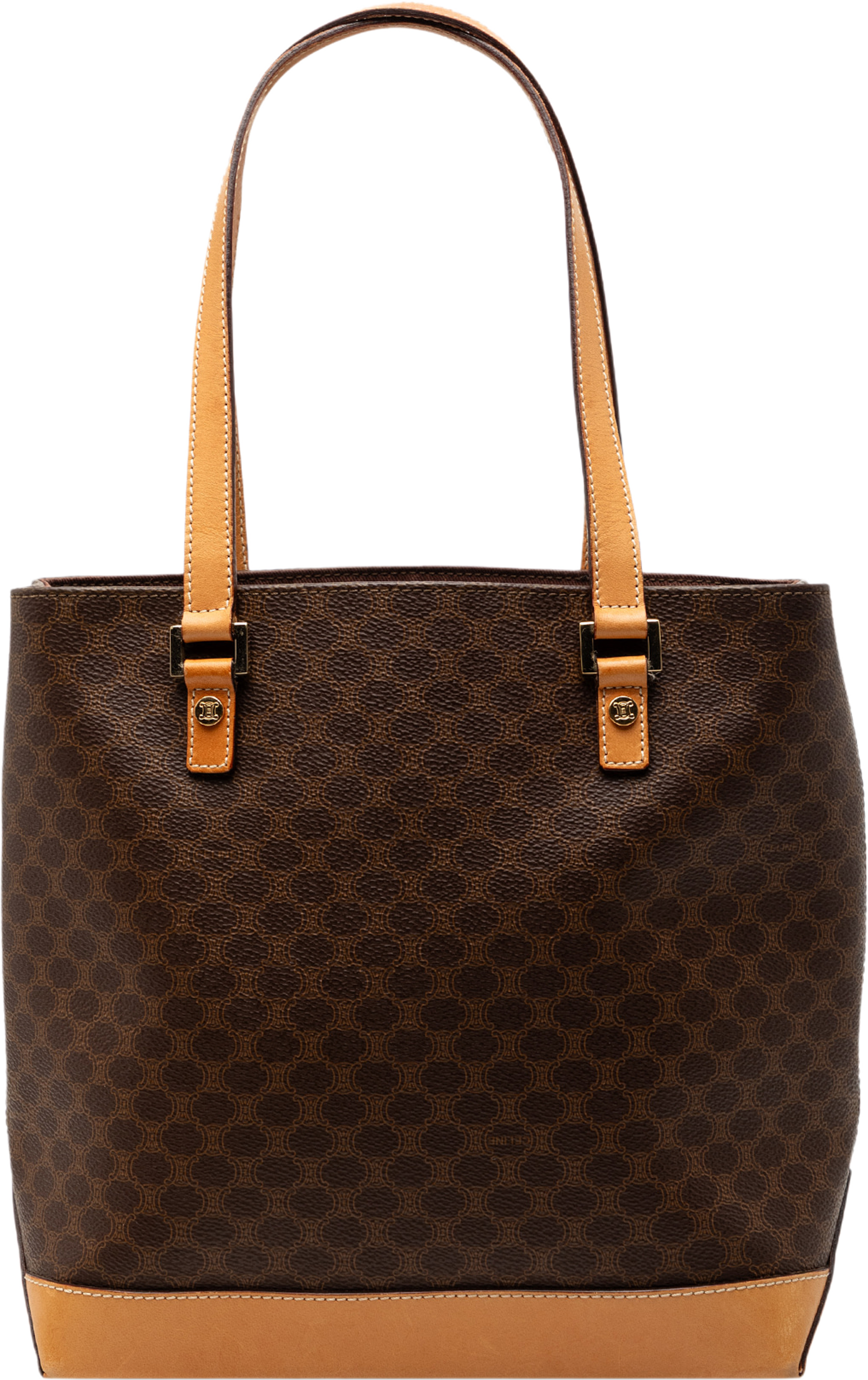 Celine Macadam Coated Canvas Tote, från Luxclusif, i färgen brown. Klicka för att öppna bilden i stort format