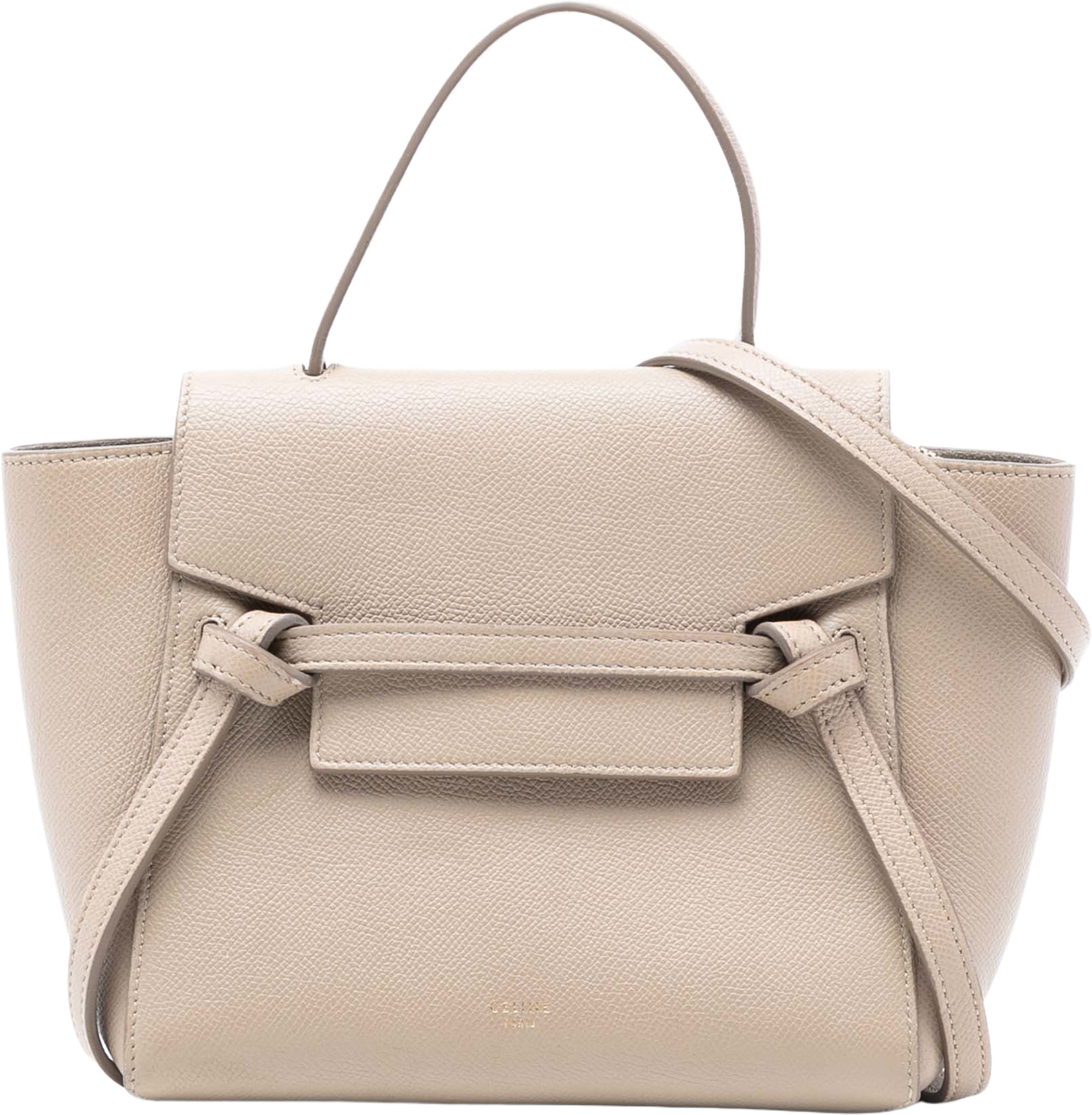 Celine Nano Grained Calfskin Belt Bag, från Luxclusif, i färgen beige. Klicka för att öppna bilden i stort format