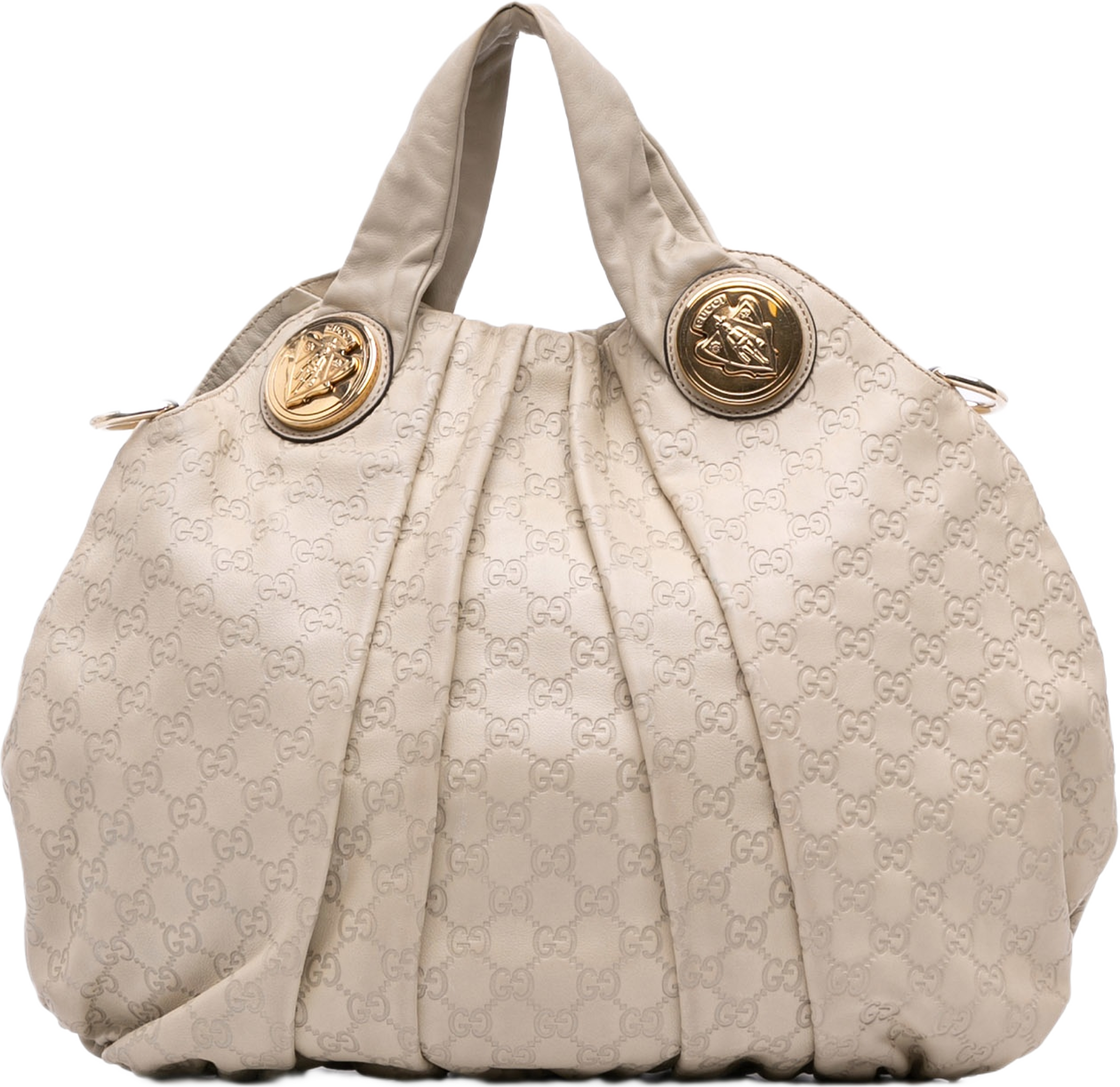 Gucci Large Guccissima Hysteria Satchel, från Luxclusif, i färgen light beige.