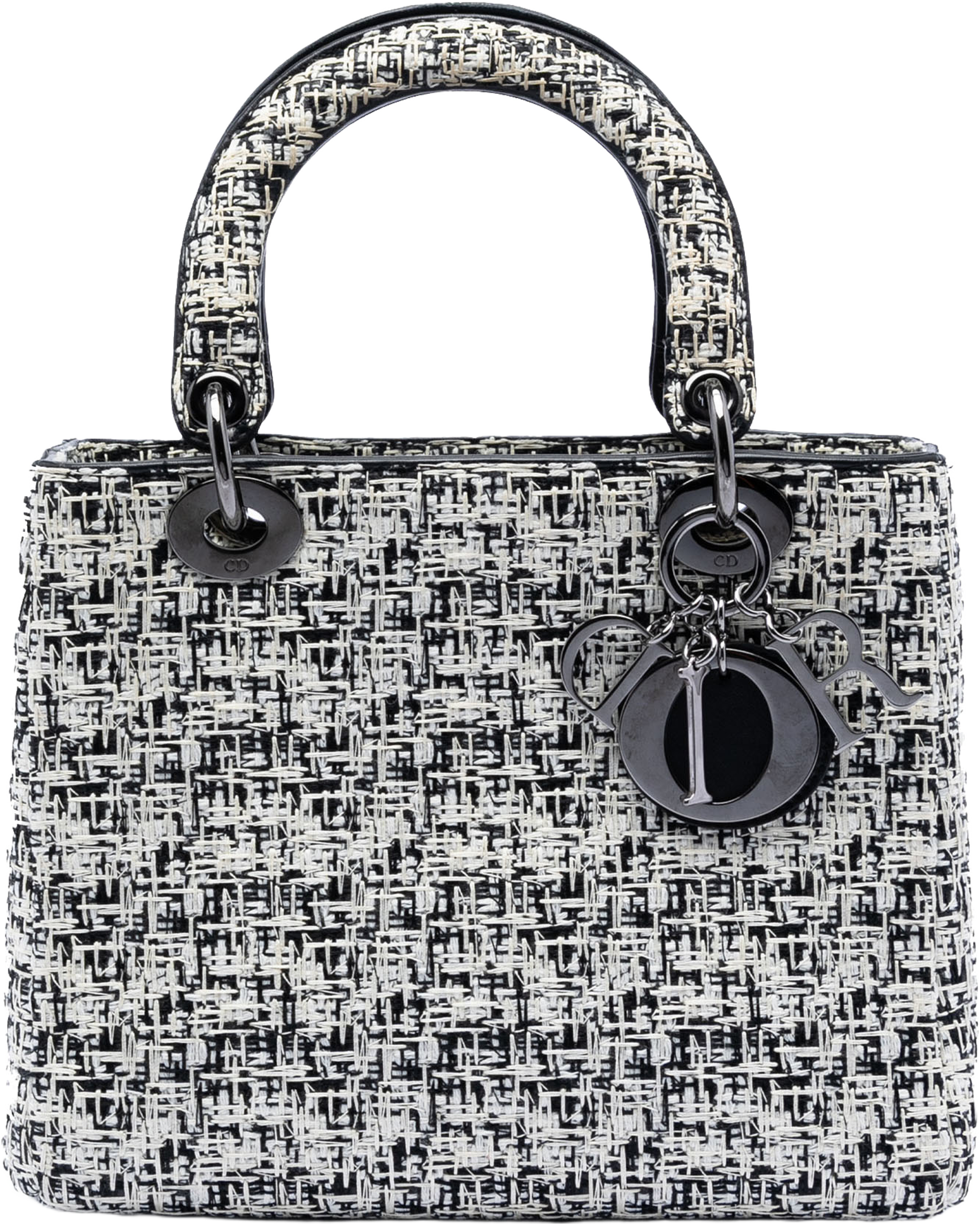 Dior Medium Tweed Lady Dior, från Luxclusif, i färgen white. Klicka för att öppna bilden i stort format