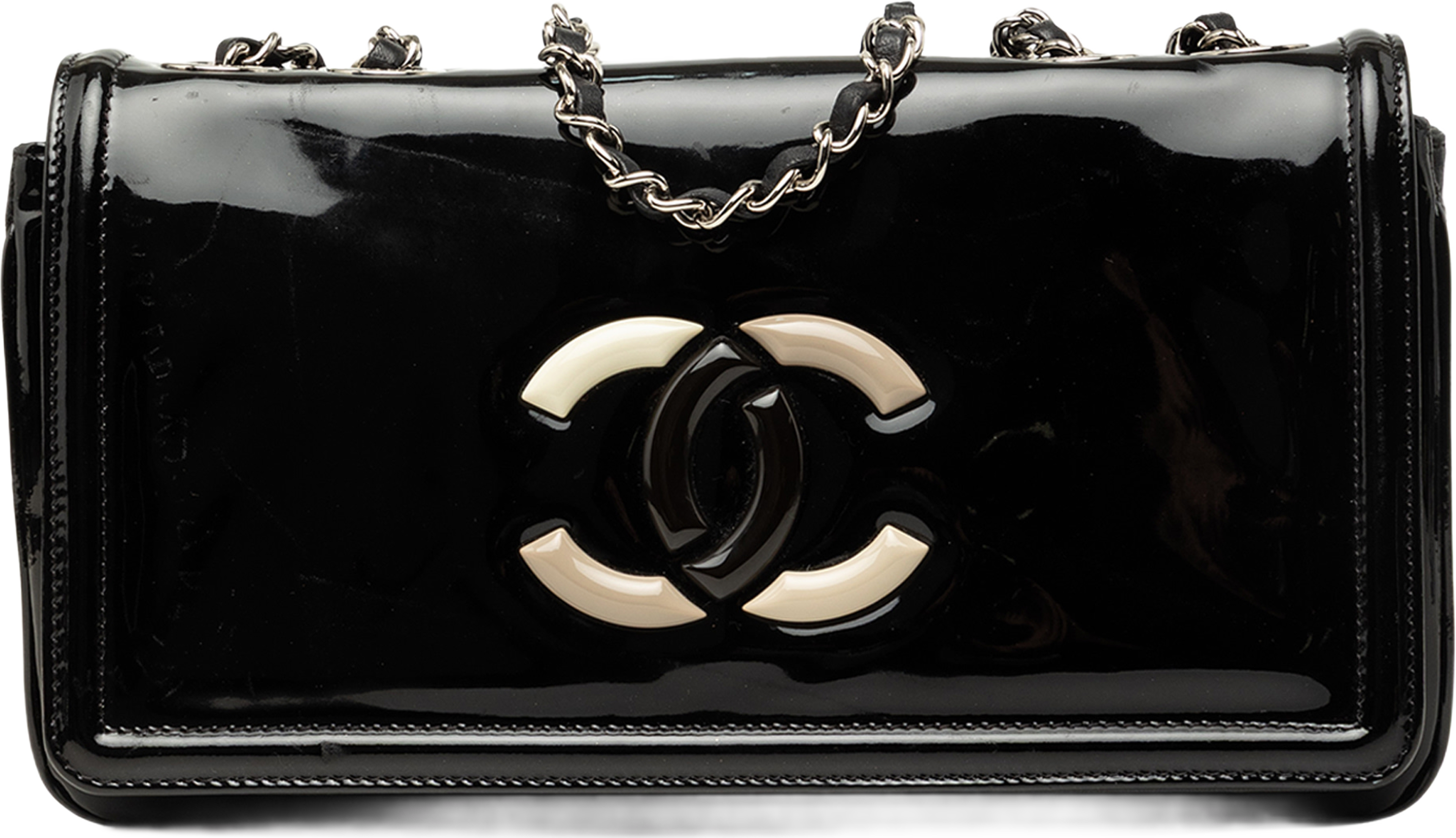 Chanel Cc Patent Lipstick Ligne Flap, från Luxclusif, i färgen svart. Klicka för att öppna bilden i stort format