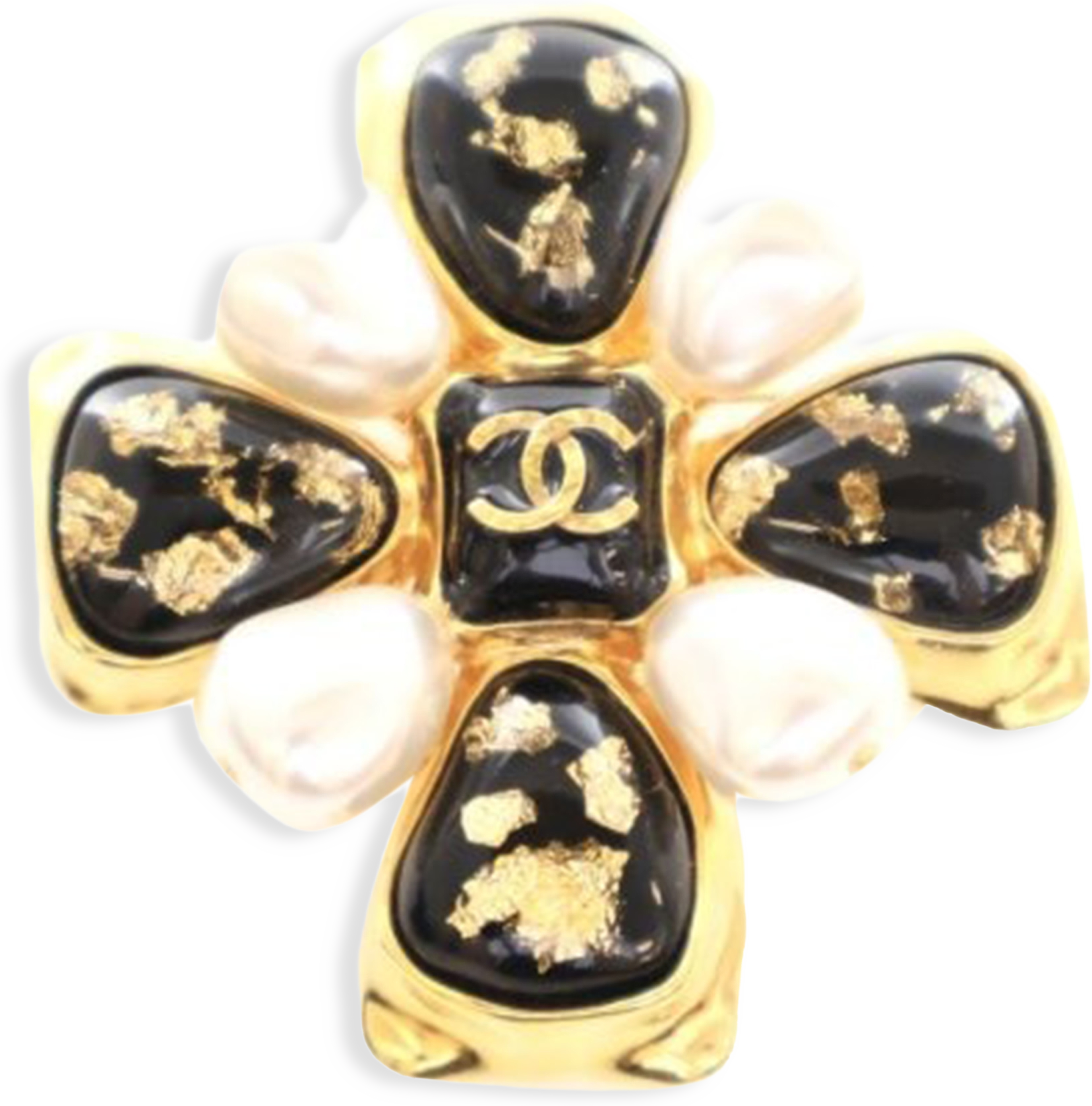 Chanel Resin And Gold Plated Cc Brooch