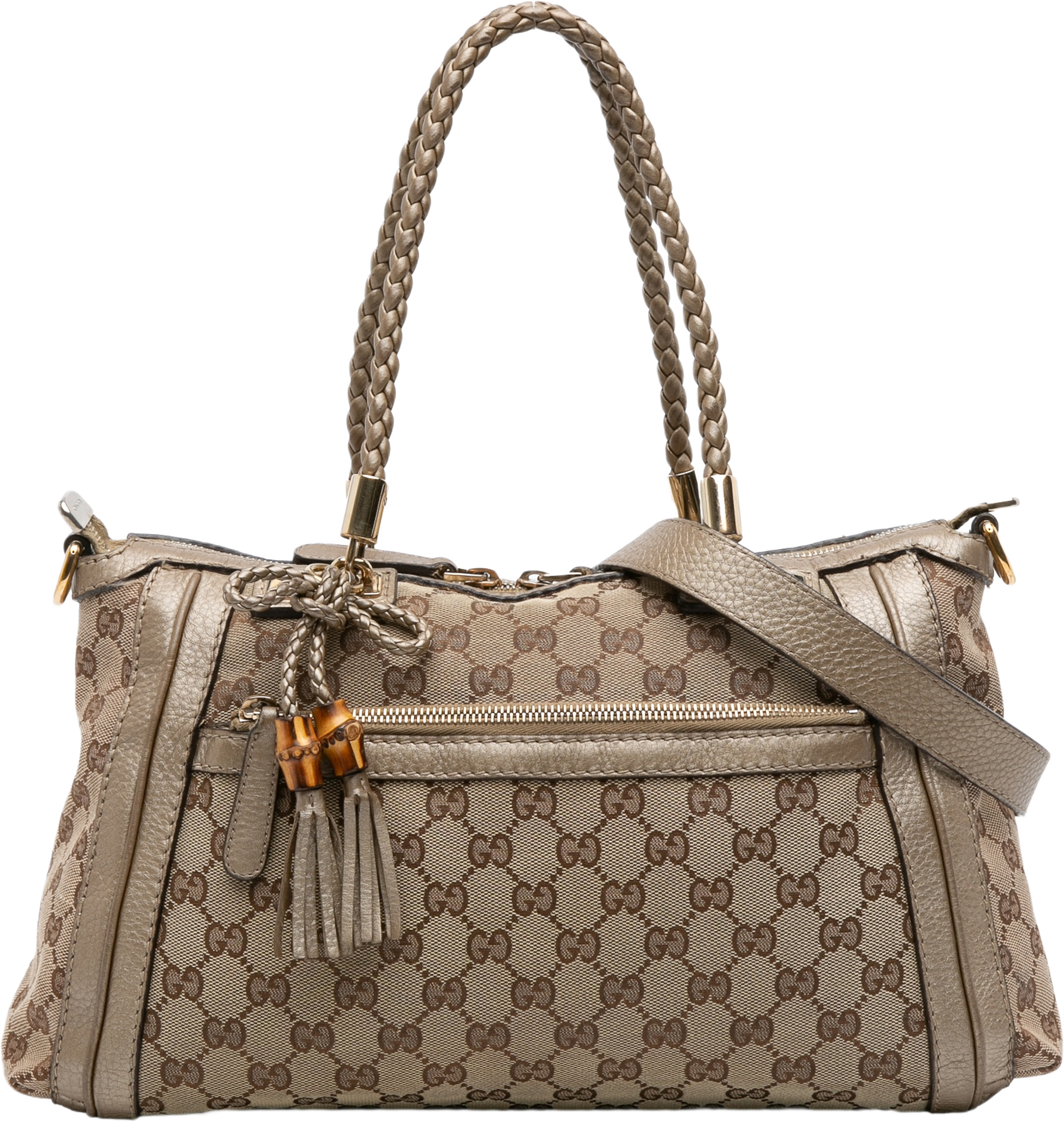 Gucci Gg Canvas Bella Satchel, från Luxclusif, i färgen beige. Klicka för att öppna bilden i stort format