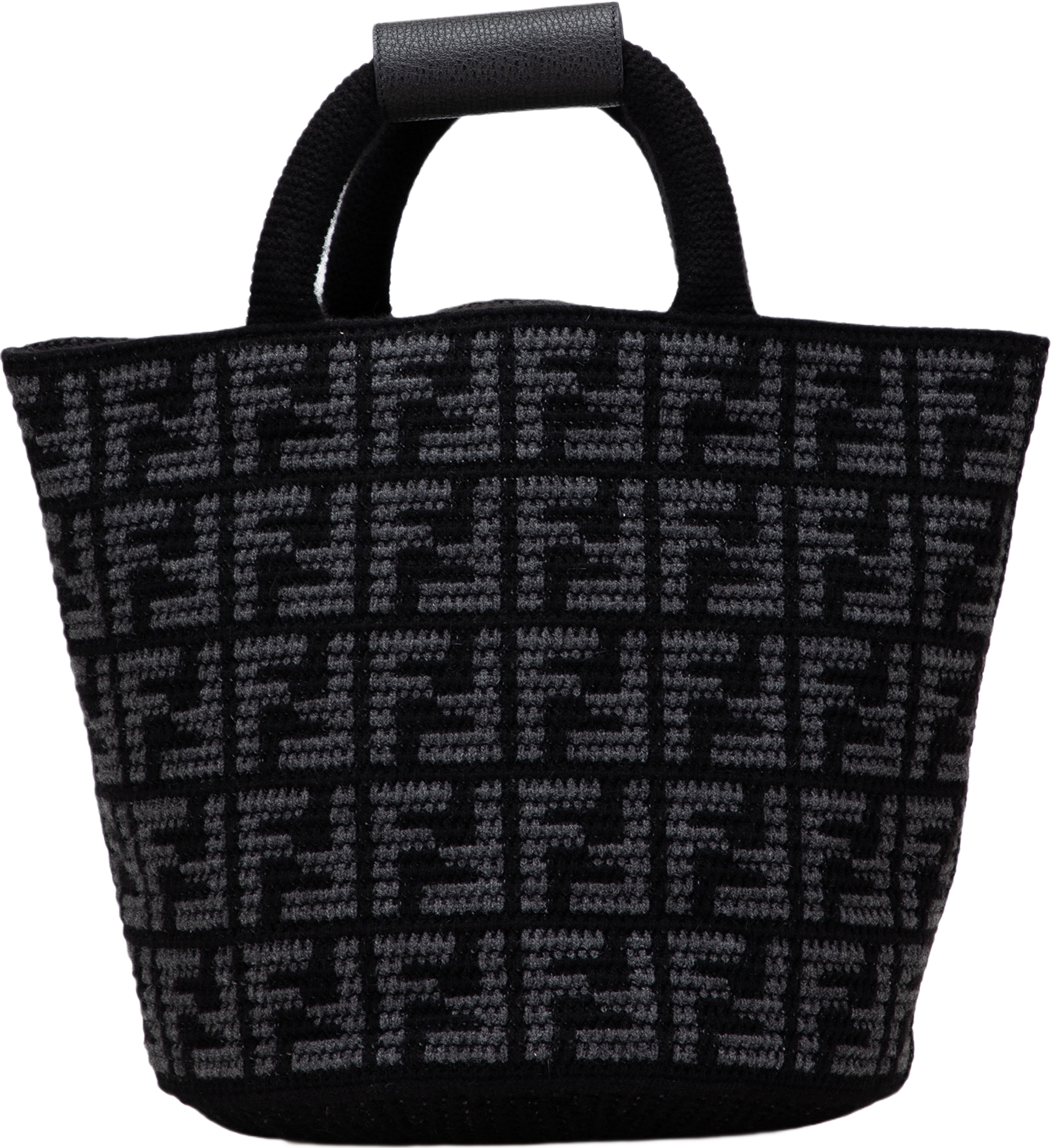 Fendi Large Zucca Cashmere Shopper Tote, från Luxclusif, i färgen black. Klicka för att öppna bilden i stort format