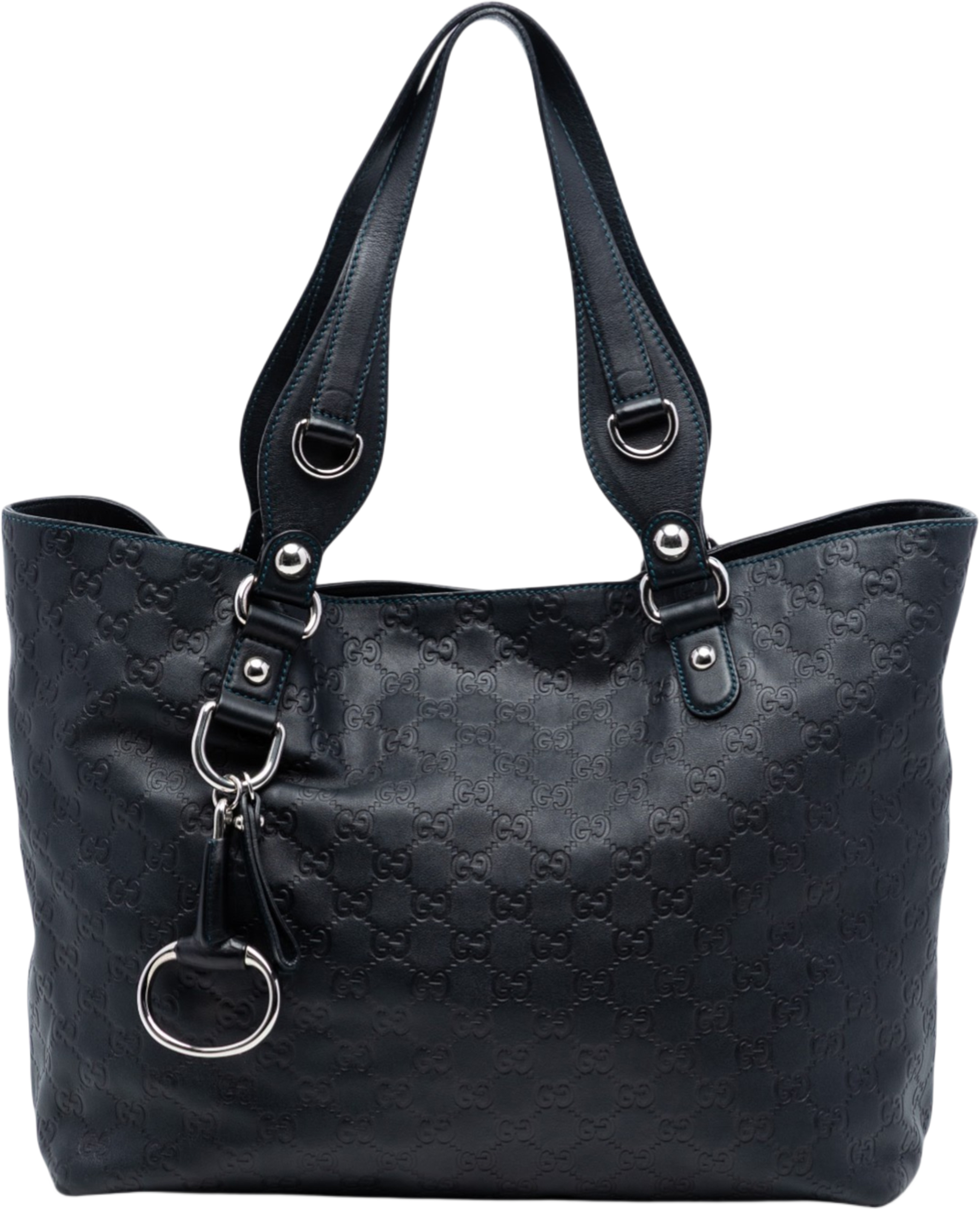 Gucci Medium Guccissima Icon Bit Tote, från Luxclusif, i färgen navy. Klicka för att öppna bilden i stort format