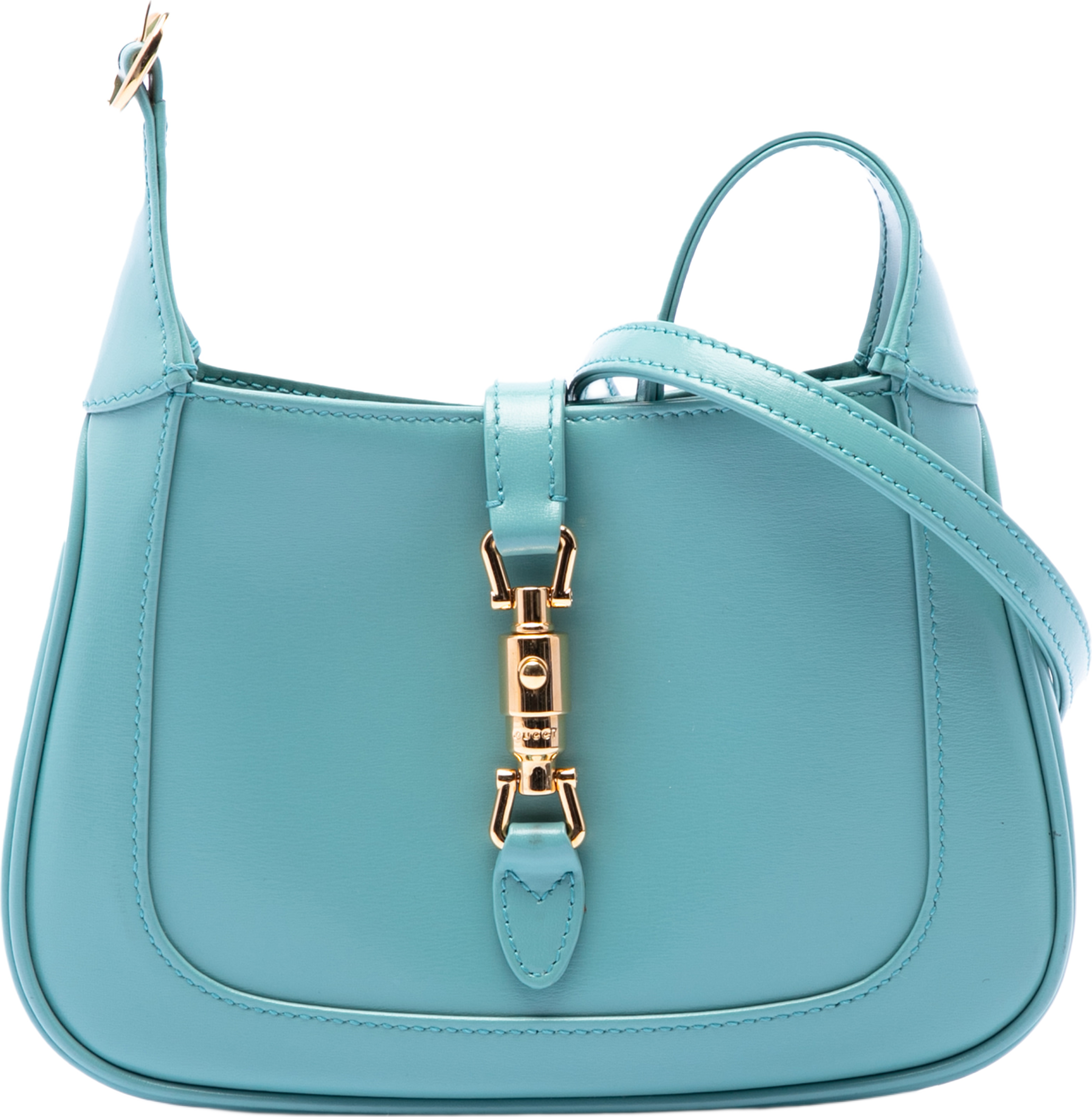 Gucci Mini Calfskin Jackie 1961 Crossbody, från Luxclusif, i färgen light blue. Klicka för att öppna bilden i stort format