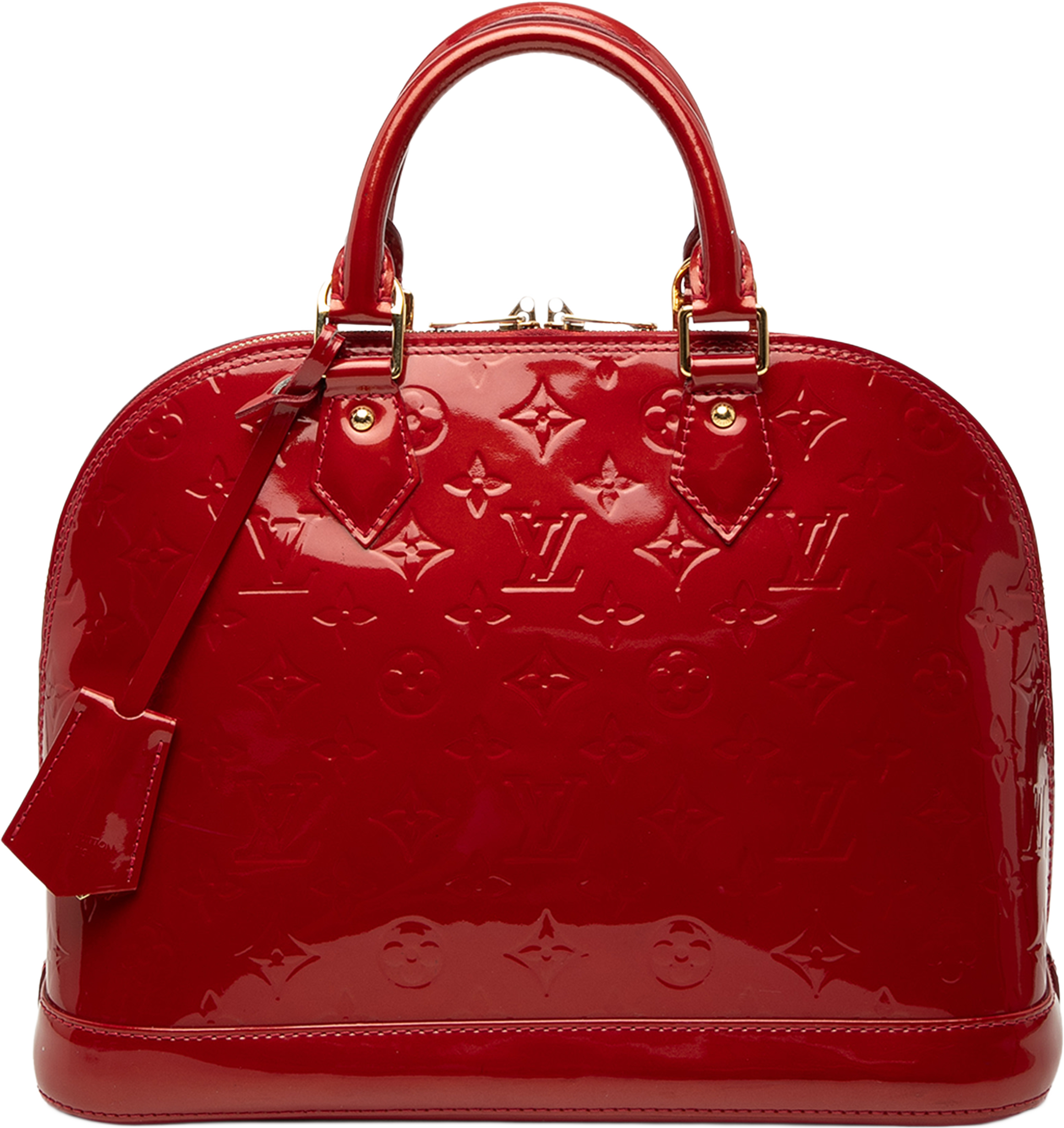 Louis Vuitton Monogram Vernis Alma Pm, från Luxclusif, i färgen red. Klicka för att öppna bilden i stort format