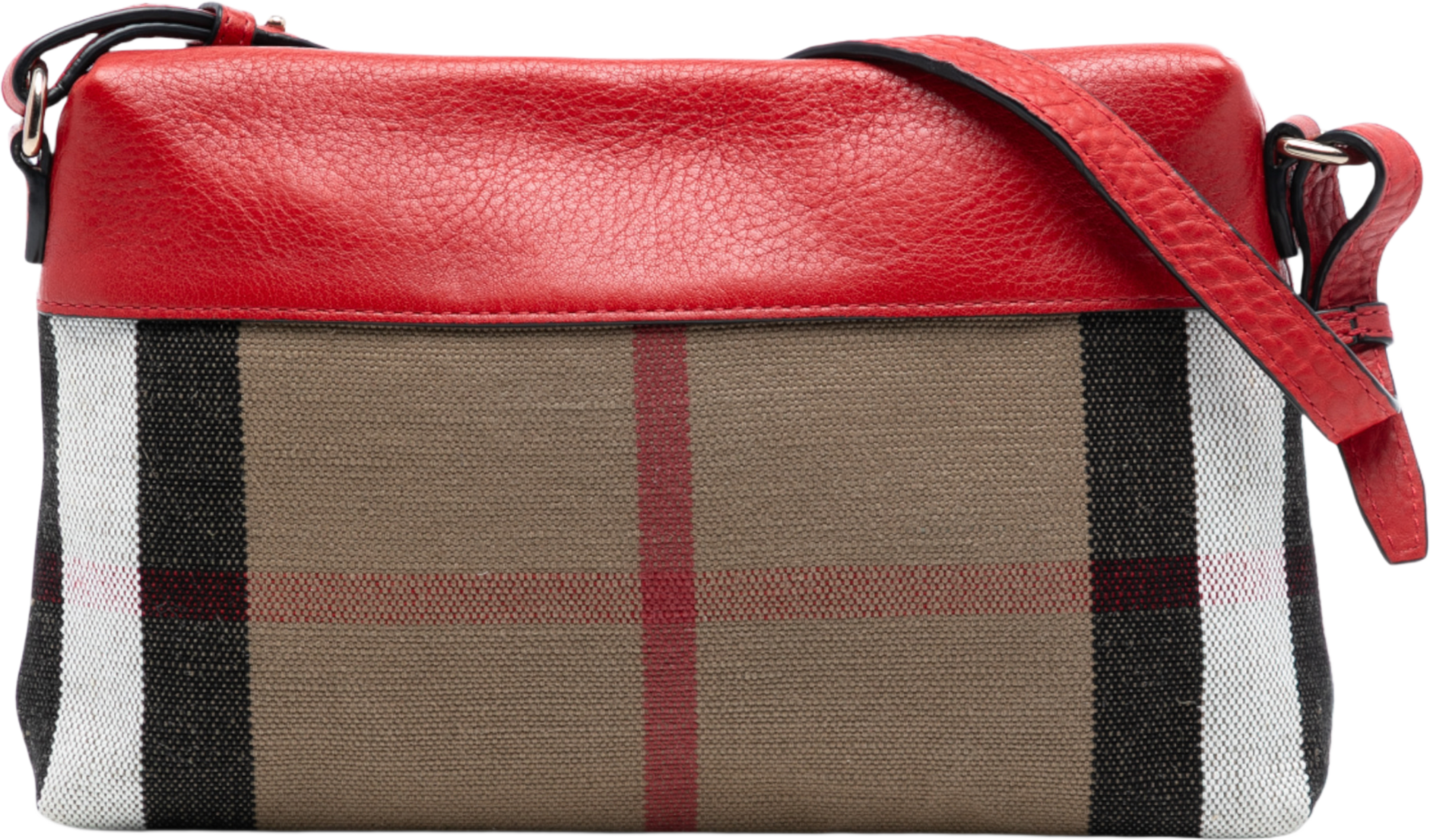 Burberry Small Mega Check Canvas Farley Crossbody, från Luxclusif, i färgen light brown. Klicka för att öppna bilden i stort format