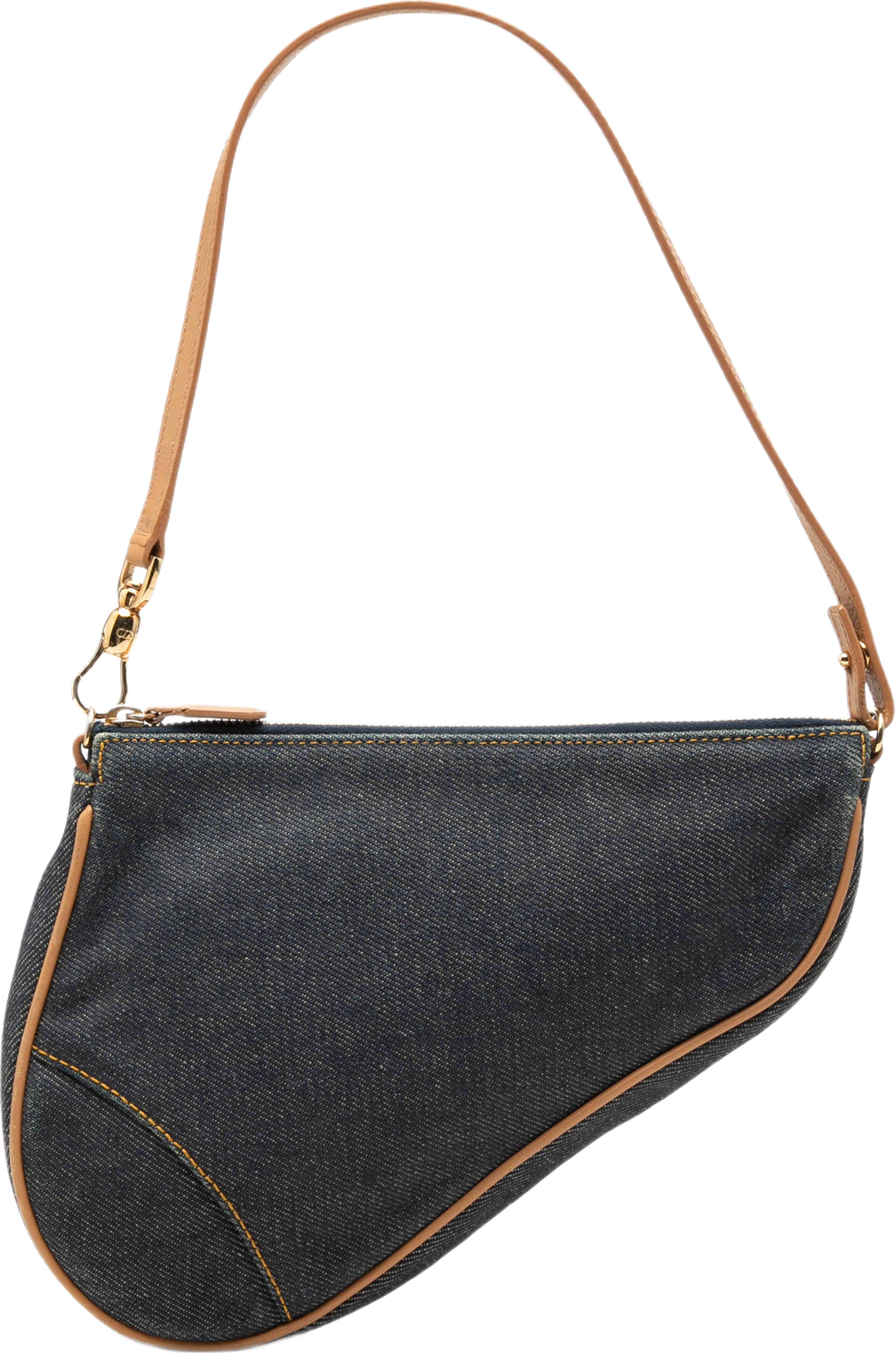 Dior Mini Denim Saddle Pochette, från Luxclusif, i färgen blå. Klicka för att öppna bilden i stort format