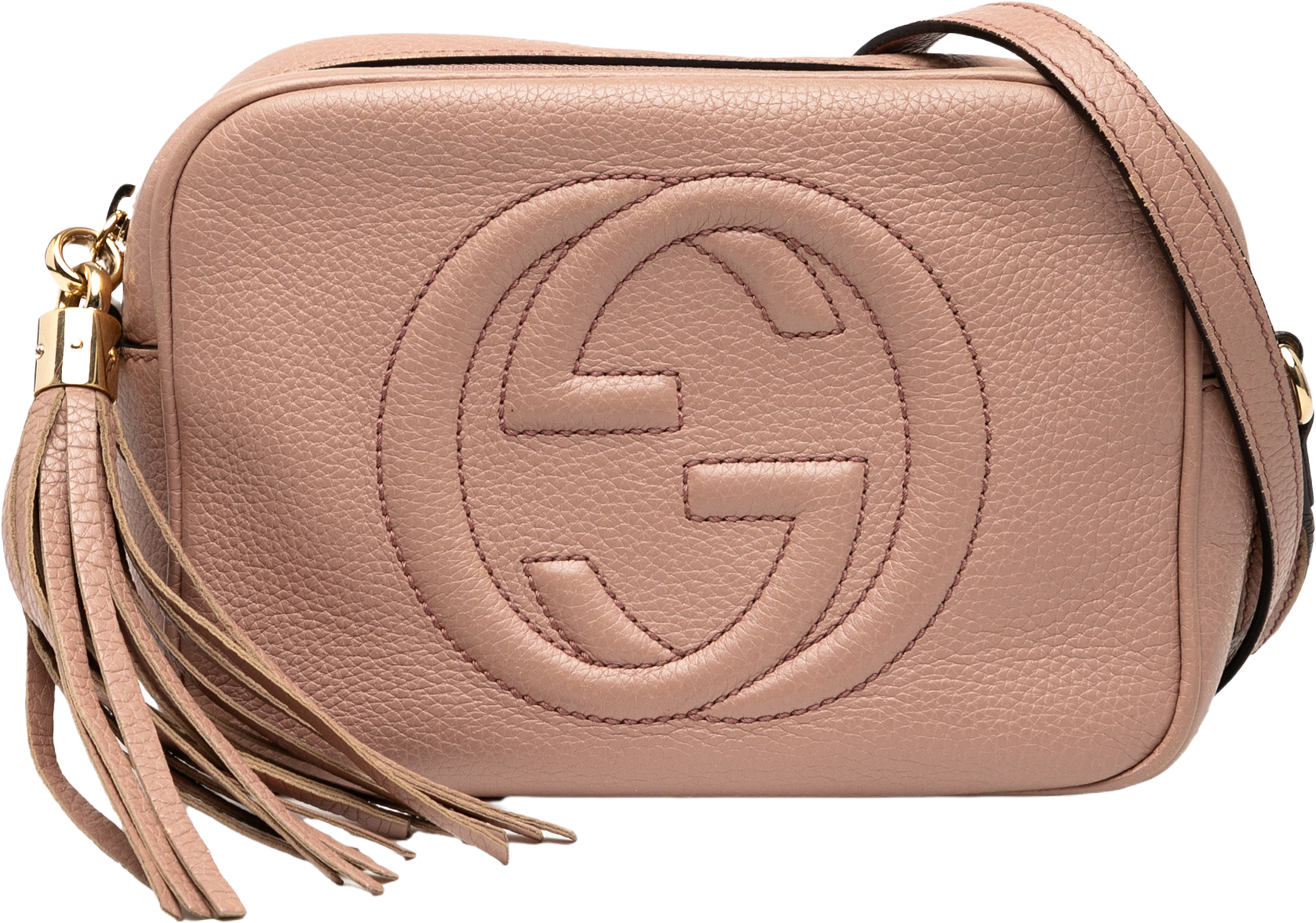 Gucci Leather Soho Disco Crossbody, från Luxclusif, i färgen nude. Klicka för att öppna bilden i stort format