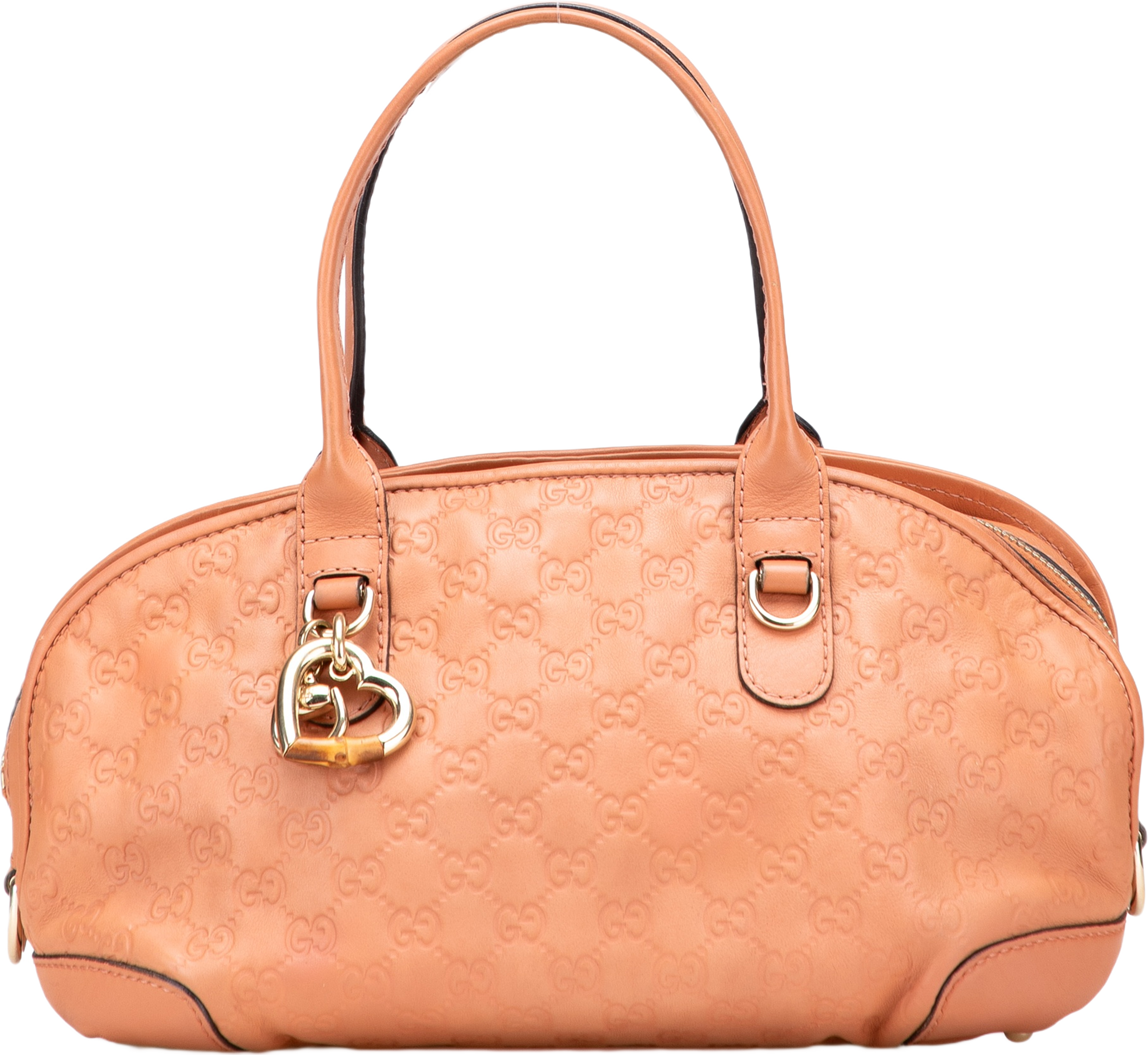 Gucci Guccissima Heart Bit Satchel, från Luxclusif, i färgen peach. Klicka för att öppna bilden i stort format