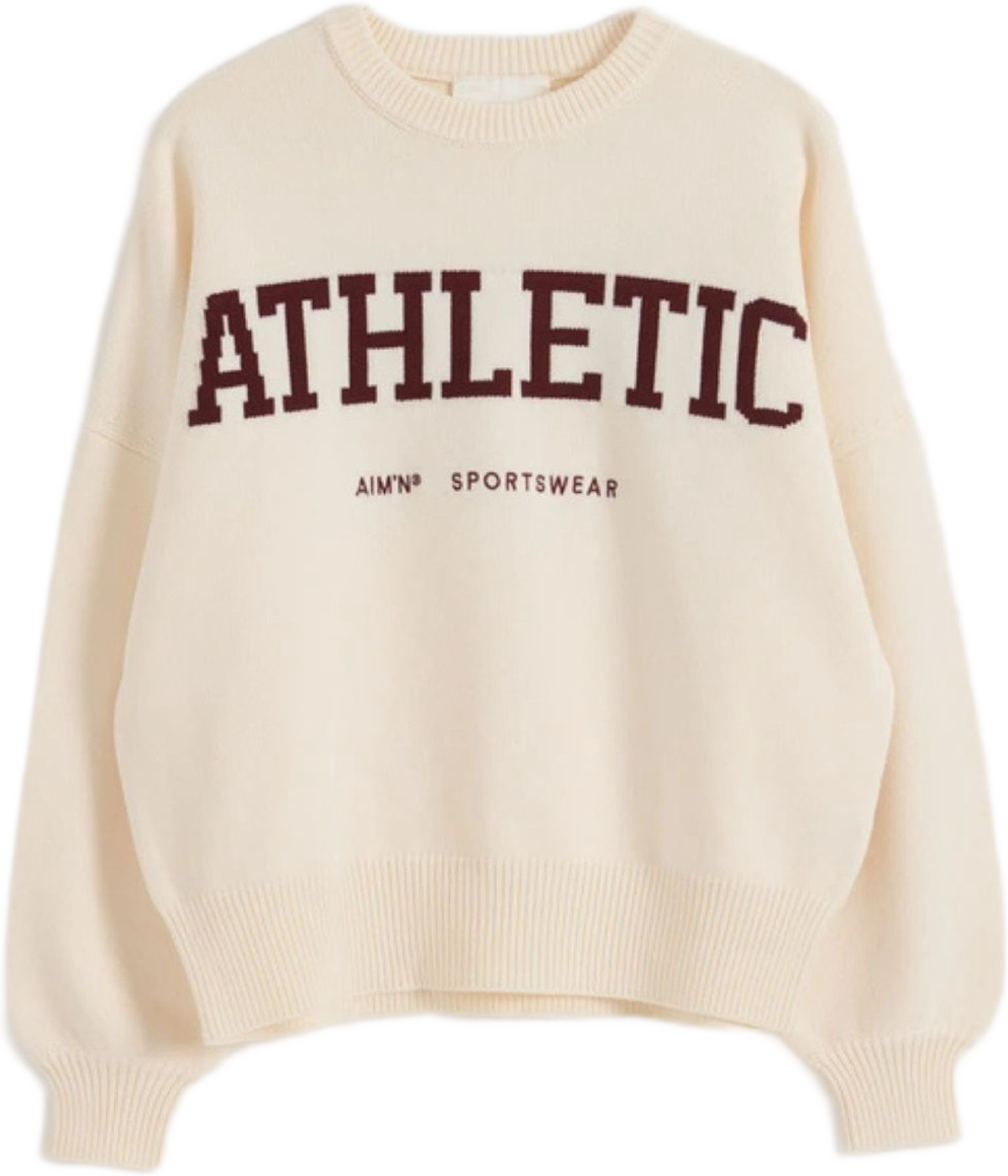 Athletic Knit Sweatshirt, från aim'n, i färgen cream. Klicka för att öppna bilden i stort format