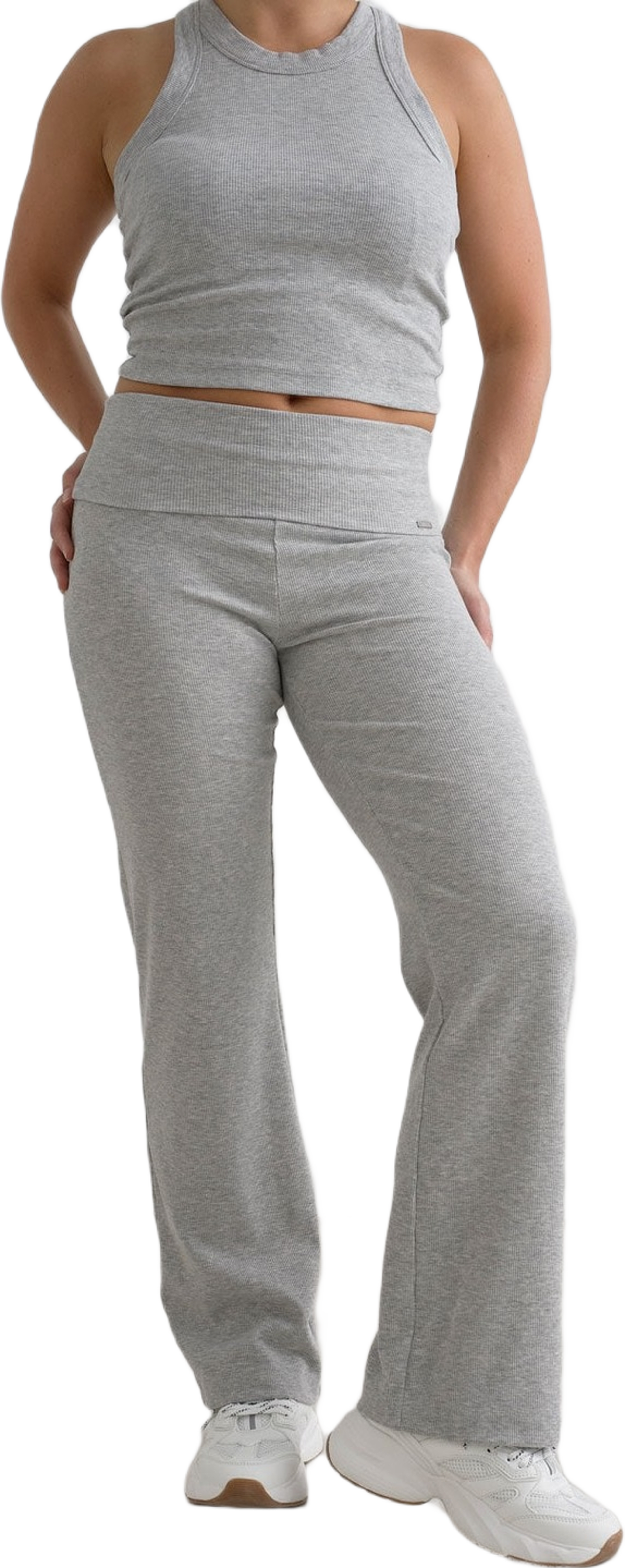 Grey Melange Ease Ribbed Petite Pants