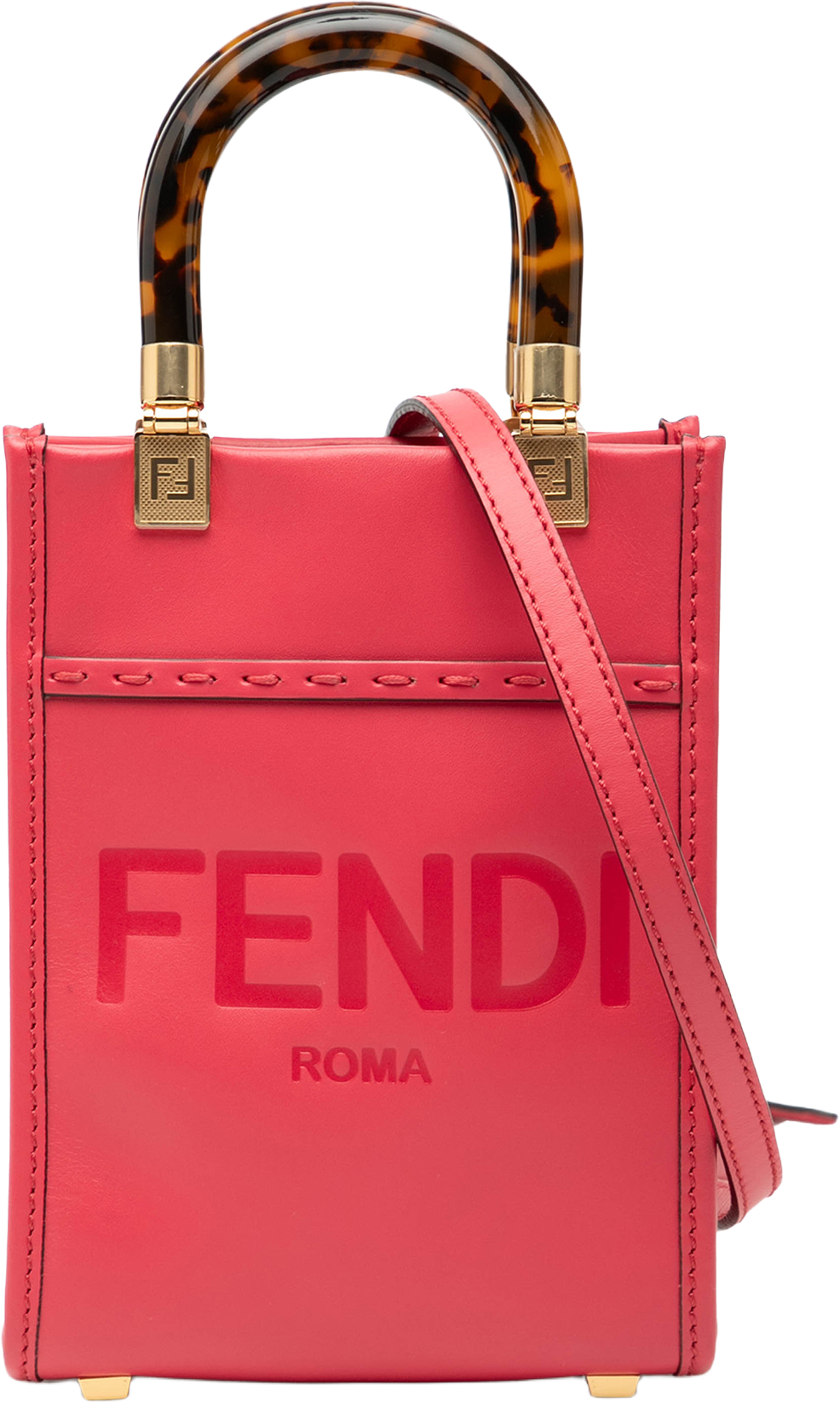 Fendi Mini Leather Sunshine Shopper Tote, från Luxclusif, i färgen pink. Klicka för att öppna bilden i stort format