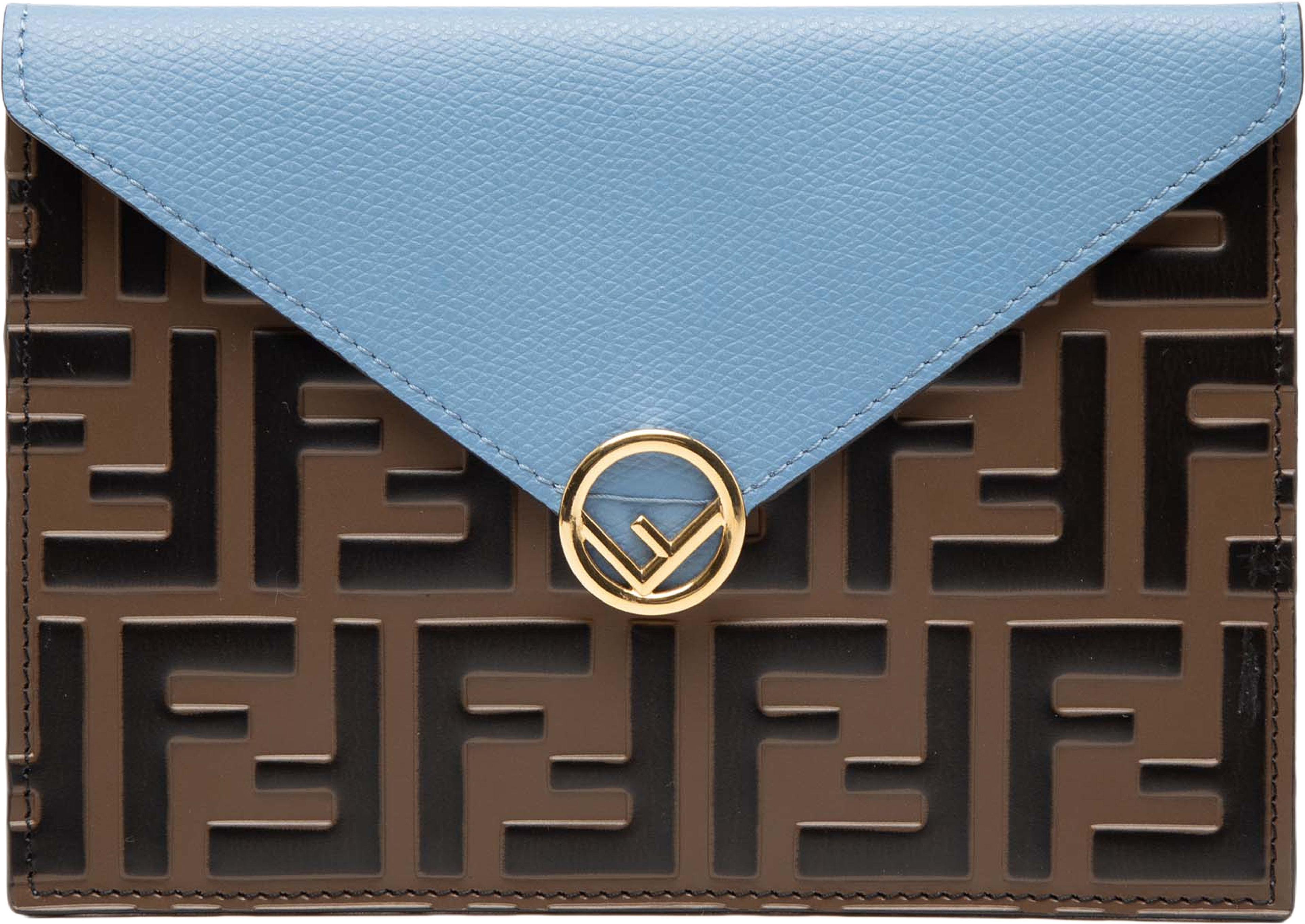 Fendi Zucca Embossed Leather Envelope Clutch, från Luxclusif, i färgen brown. Klicka för att öppna bilden i stort format