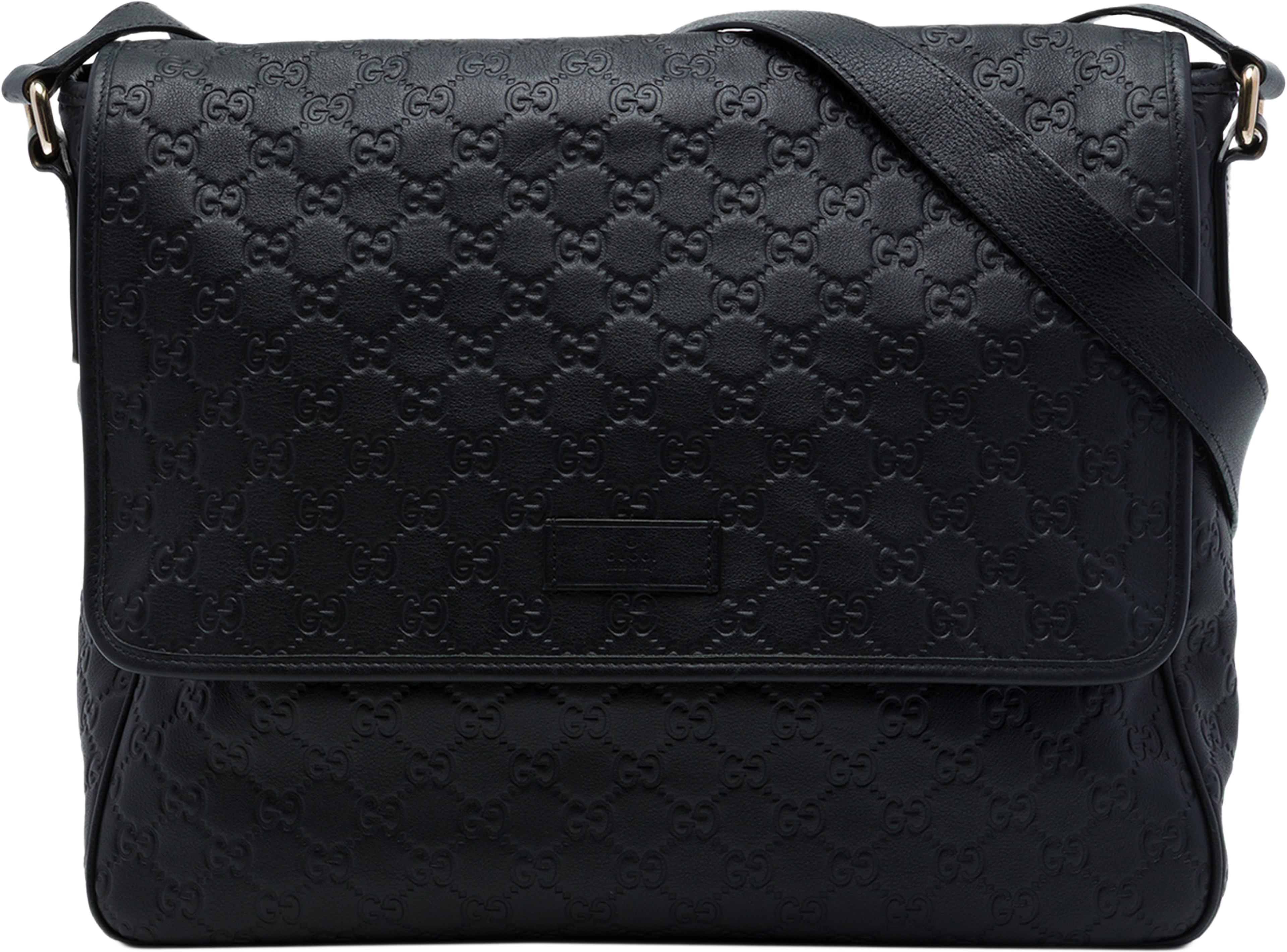 Gucci Guccissima Messenger Bag, från Luxclusif, i färgen svart. Klicka för att öppna bilden i stort format