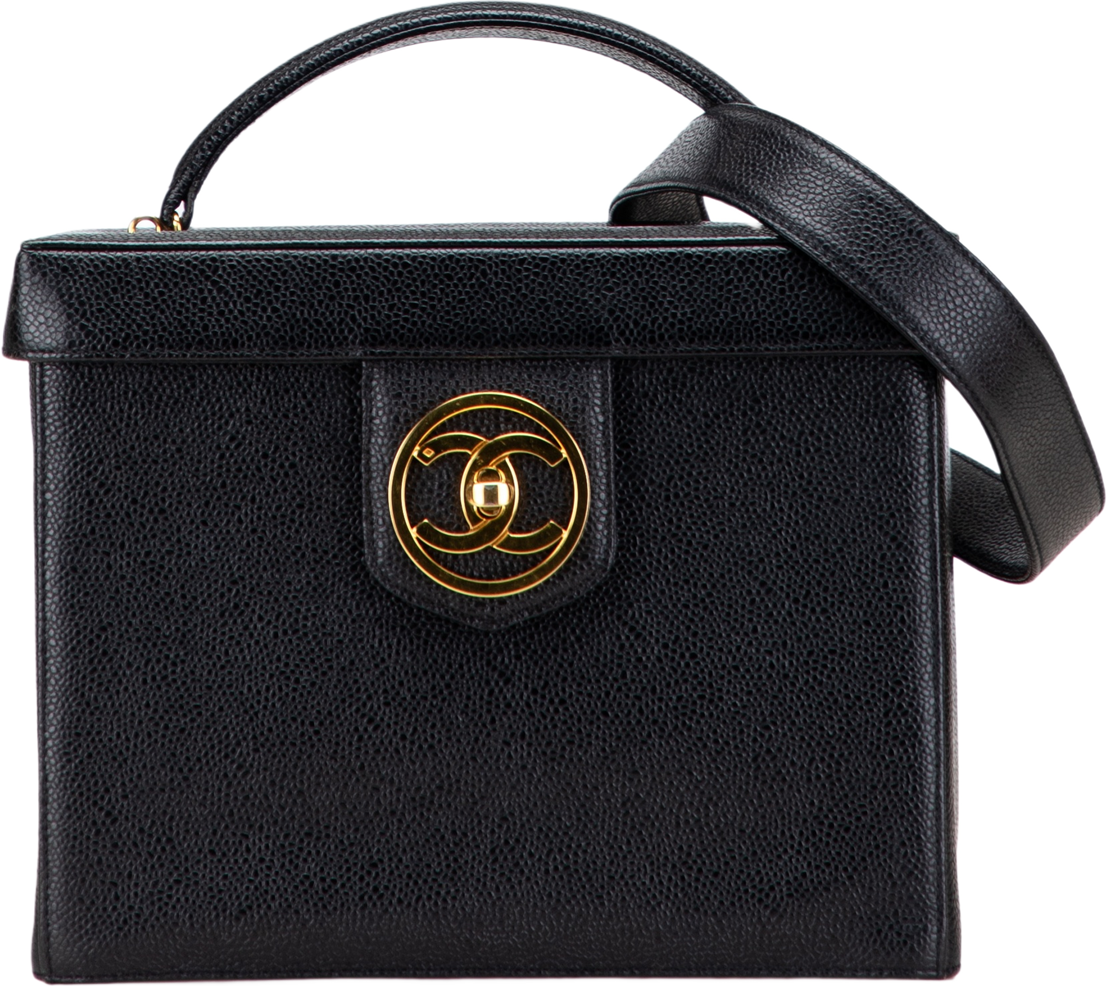 Chanel Caviar Cc Turnlock Vanity Bag, från Luxclusif, i färgen black.