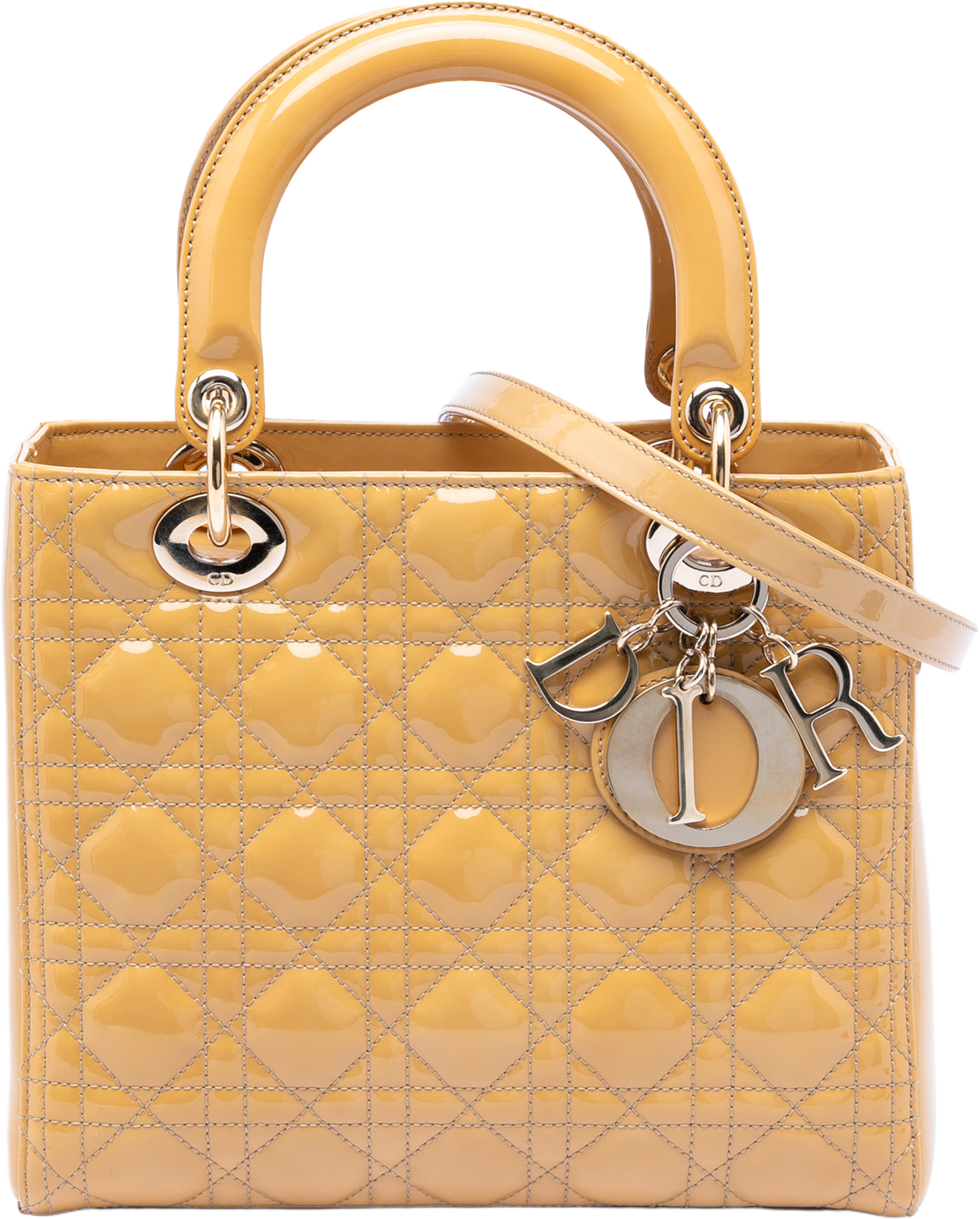 Dior Medium Patent Cannage Lady Dior, från Luxclusif, i färgen caramel. Klicka för att öppna bilden i stort format